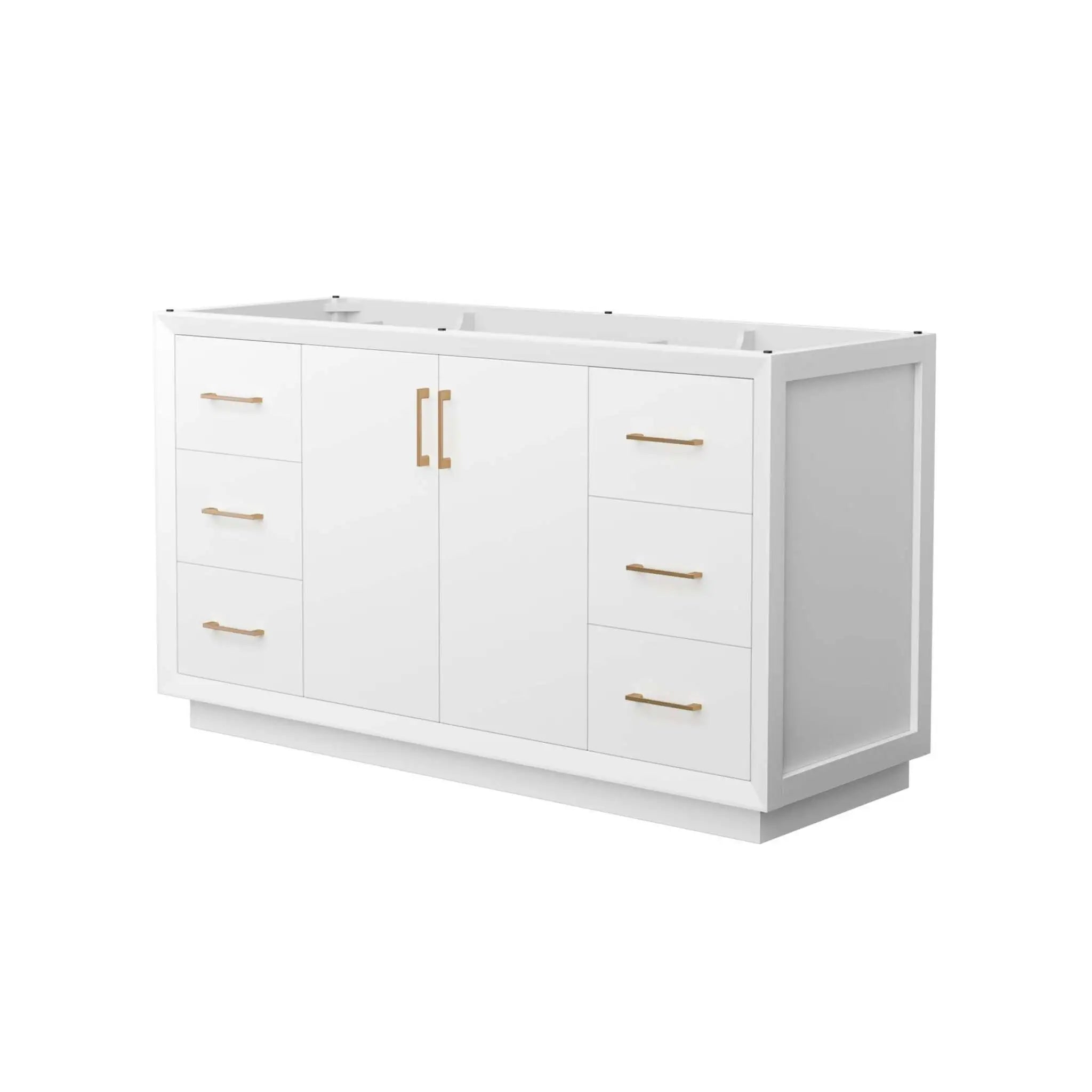 60" Strada Single Bathroom Vanity in White with Satin Bronze Trim by Wyndham