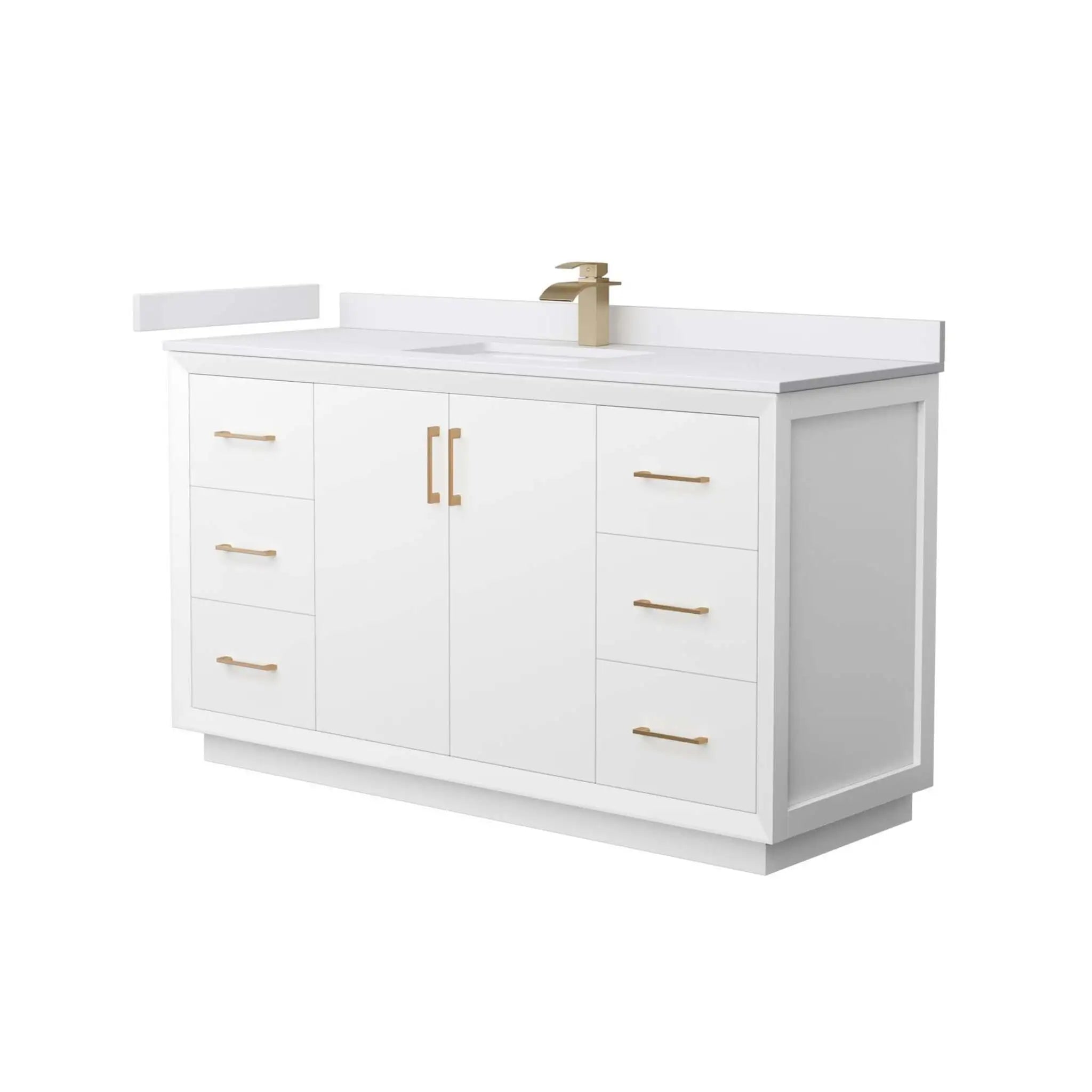 60" Strada Single Bathroom Vanity in White with Satin Bronze Trim by Wyndham