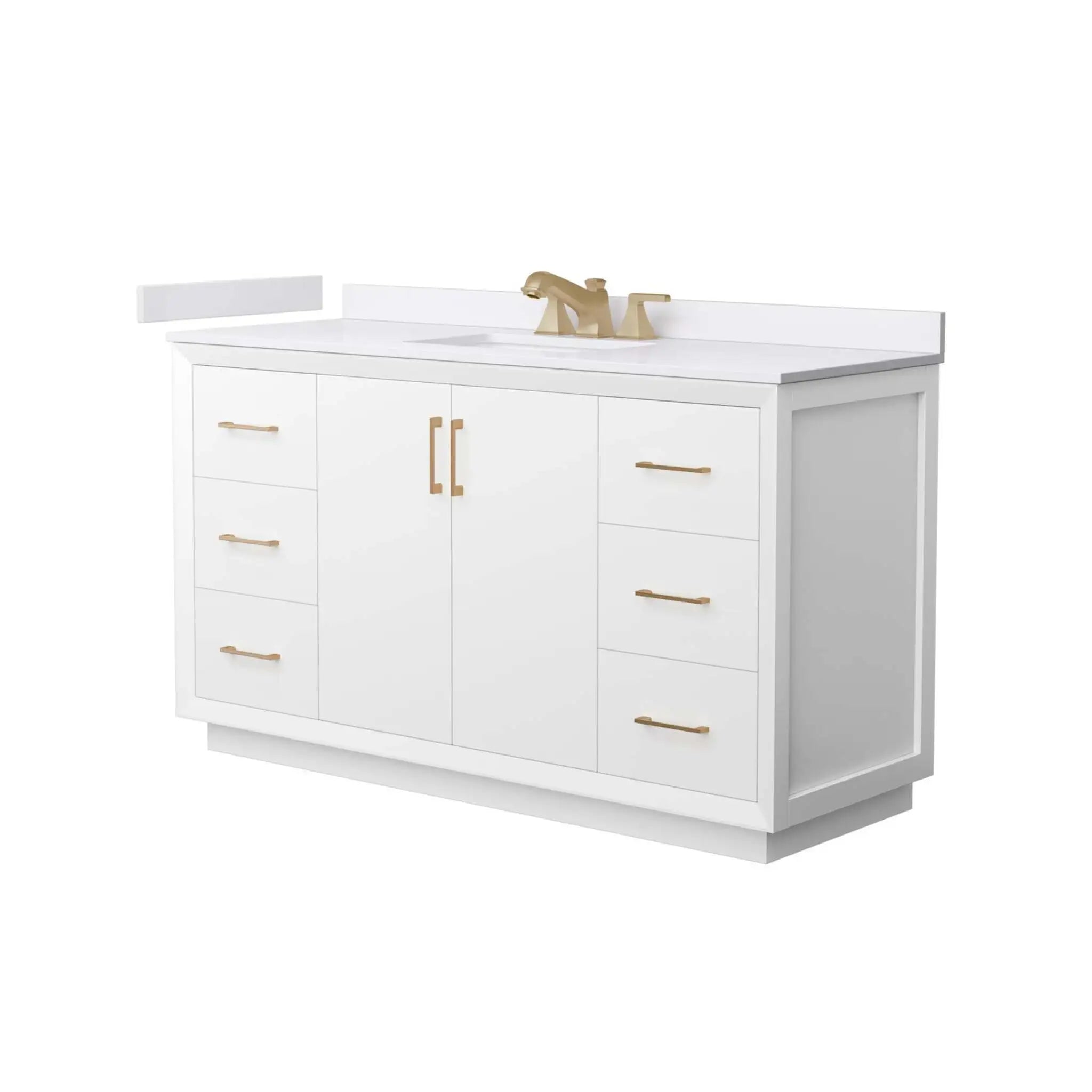 60" Strada Single Bathroom Vanity in White with Satin Bronze Trim by Wyndham