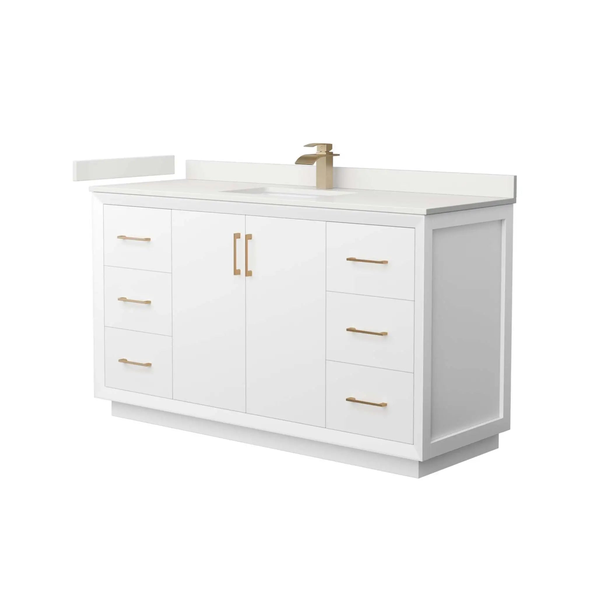 60" Strada Single Bathroom Vanity in White with Satin Bronze Trim by Wyndham