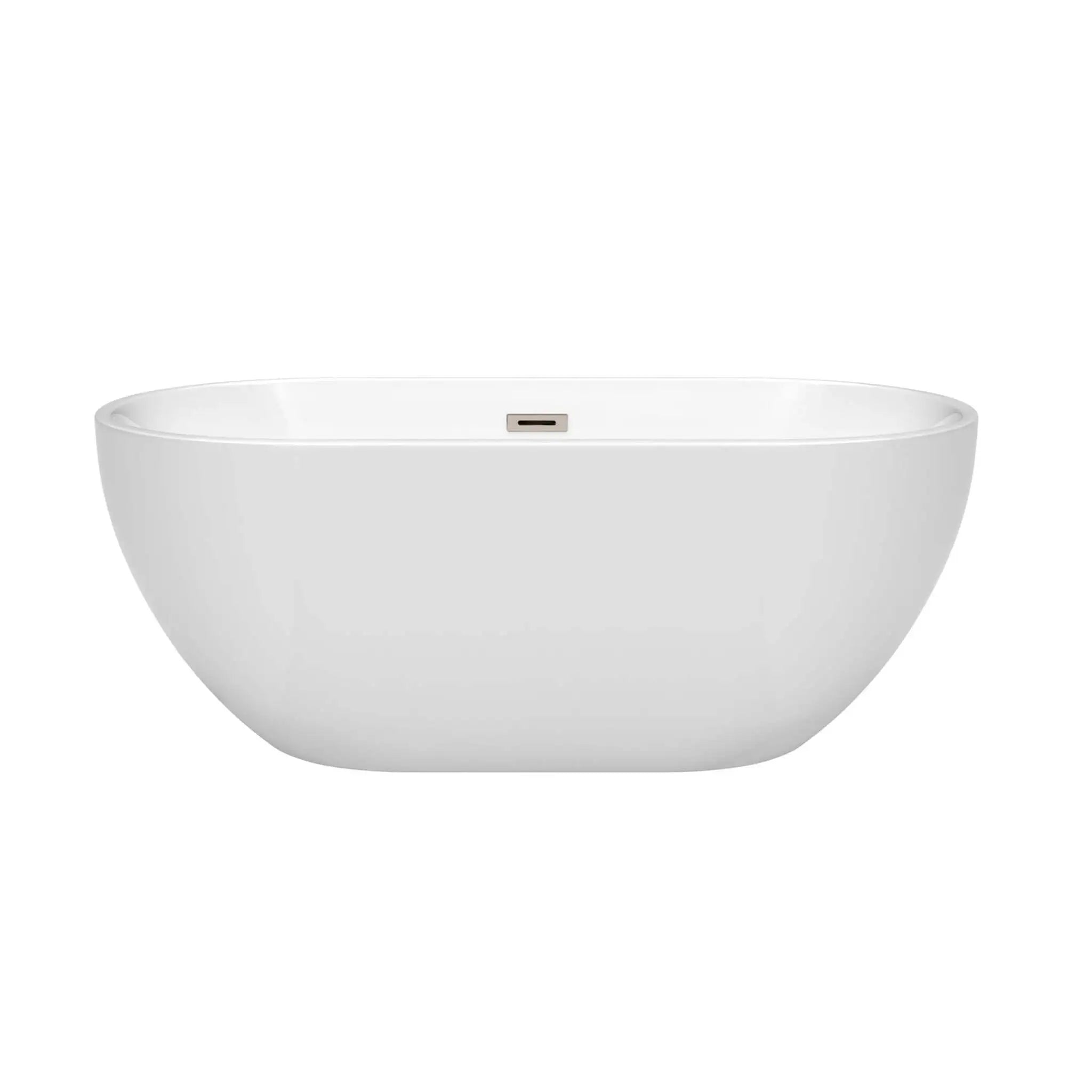 60" White Freestanding Bathtub, Brushed Nickel Trim - Brooklyn by Wyndham (WCOBT200060BNTRIM) image 2