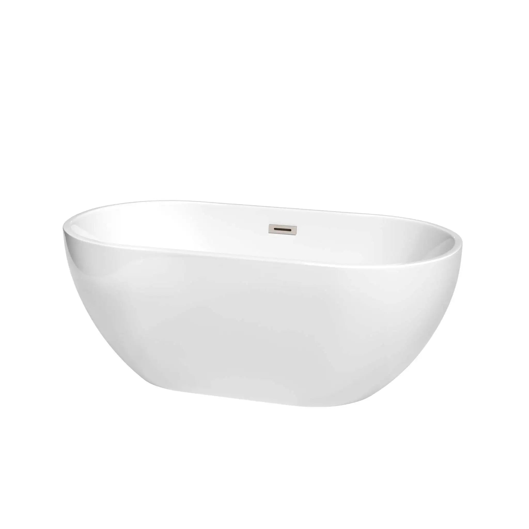 60" White Freestanding Bathtub, Brushed Nickel Trim - Brooklyn by Wyndham (WCOBT200060BNTRIM) image