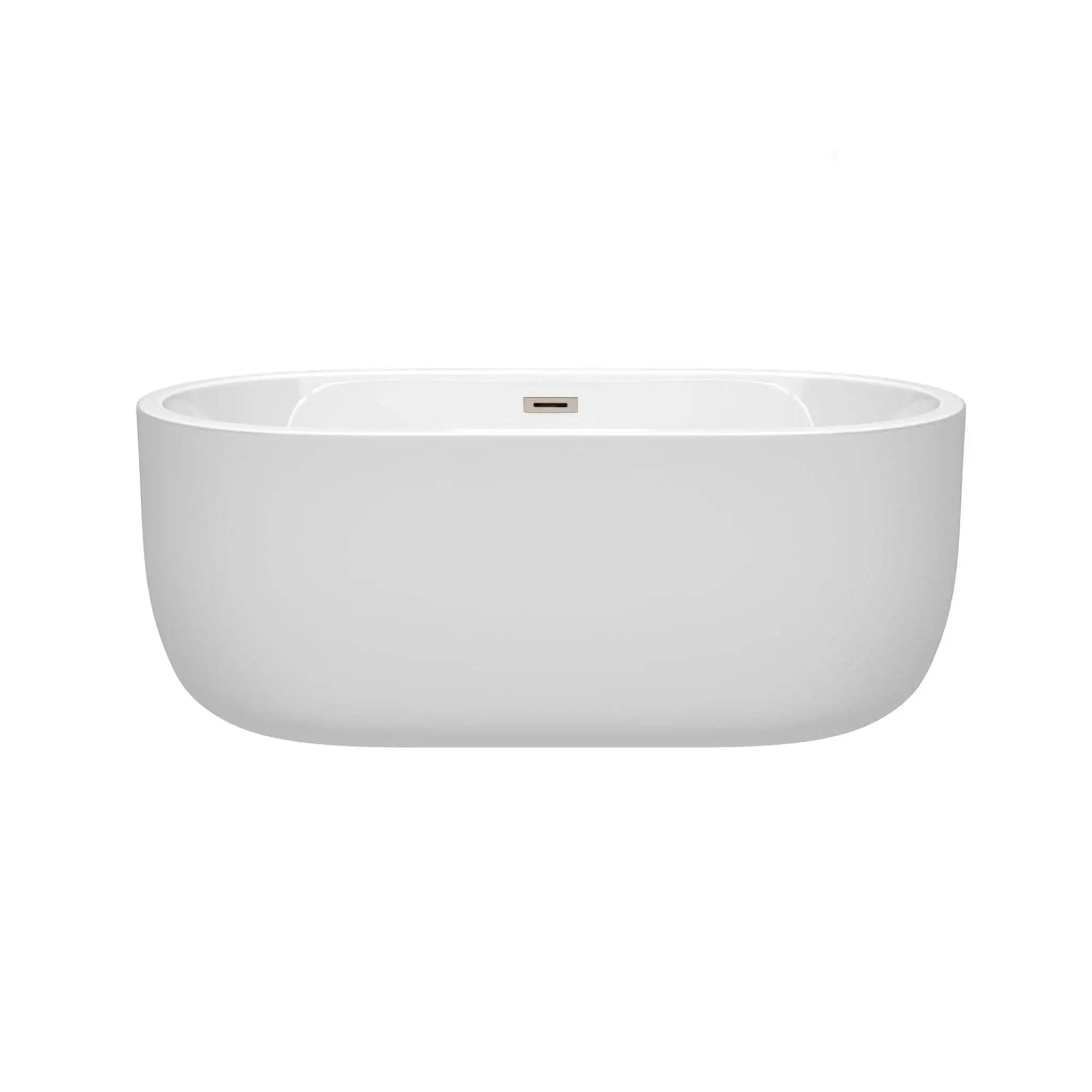 60" White Freestanding Bathtub, Brushed Nickel Trim - Juliette by Wyndham (WCOBT101360BNTRIM) image 2