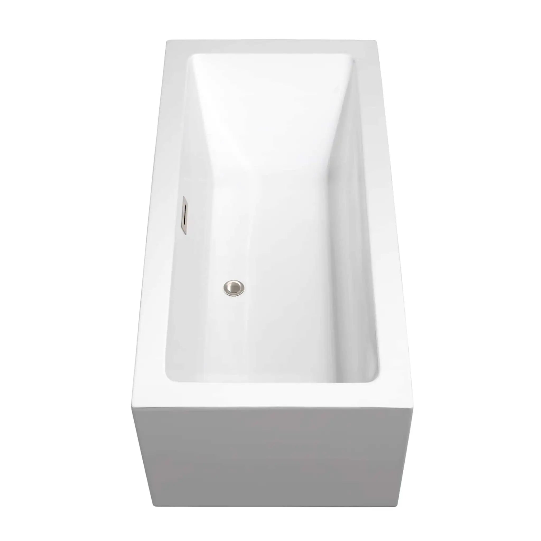 60" White Freestanding Bathtub, Brushed Nickel Trim - Melody by Wyndham (WCOBT101160BNTRIM) image 4
