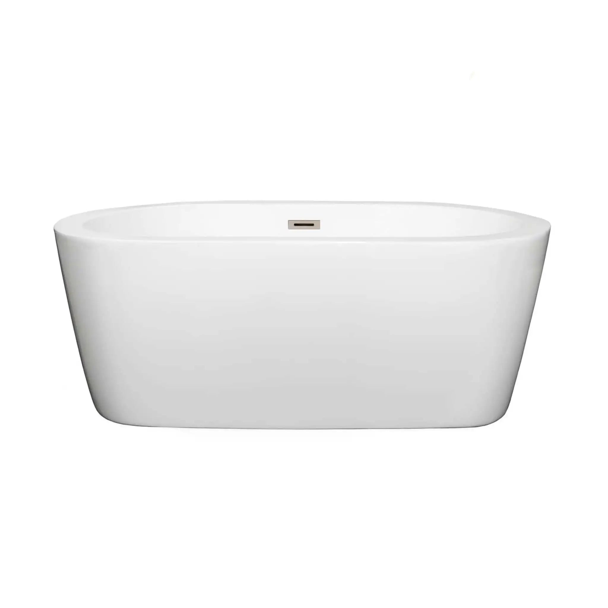 60" White Freestanding Bathtub, Brushed Nickel Trim - Mermaid by Wyndham (WCOBT100360BNTRIM) image 2