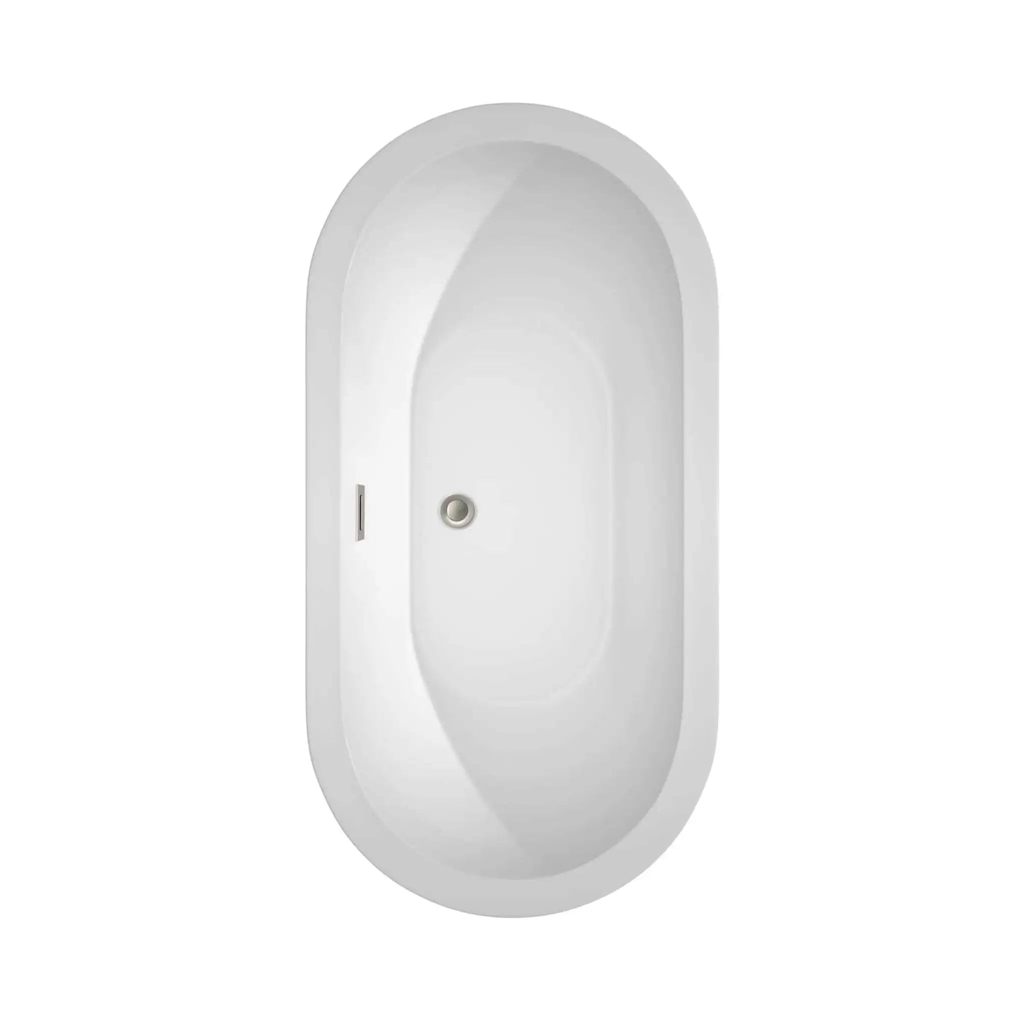 60" White Freestanding Bathtub, Brushed Nickel Trim - Soho by Wyndham (WCOBT100260BNTRIM) image 3