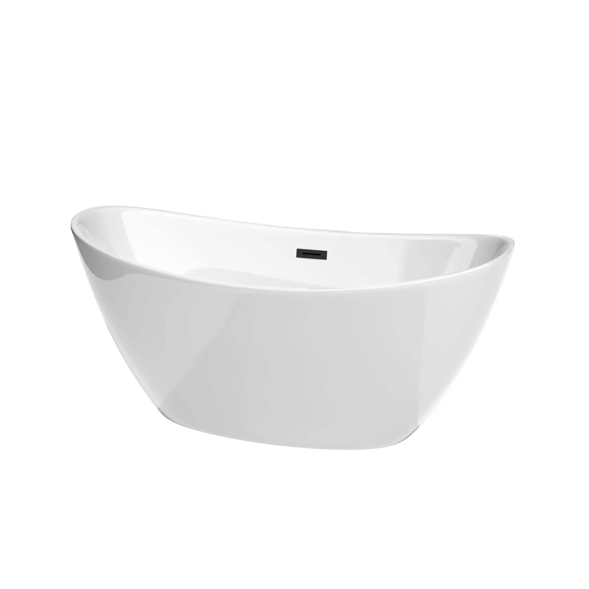 60" White Freestanding Bathtub, Matte Black Trim - Dorrit by Wyndham (WCBTE652060MBTRIM) image