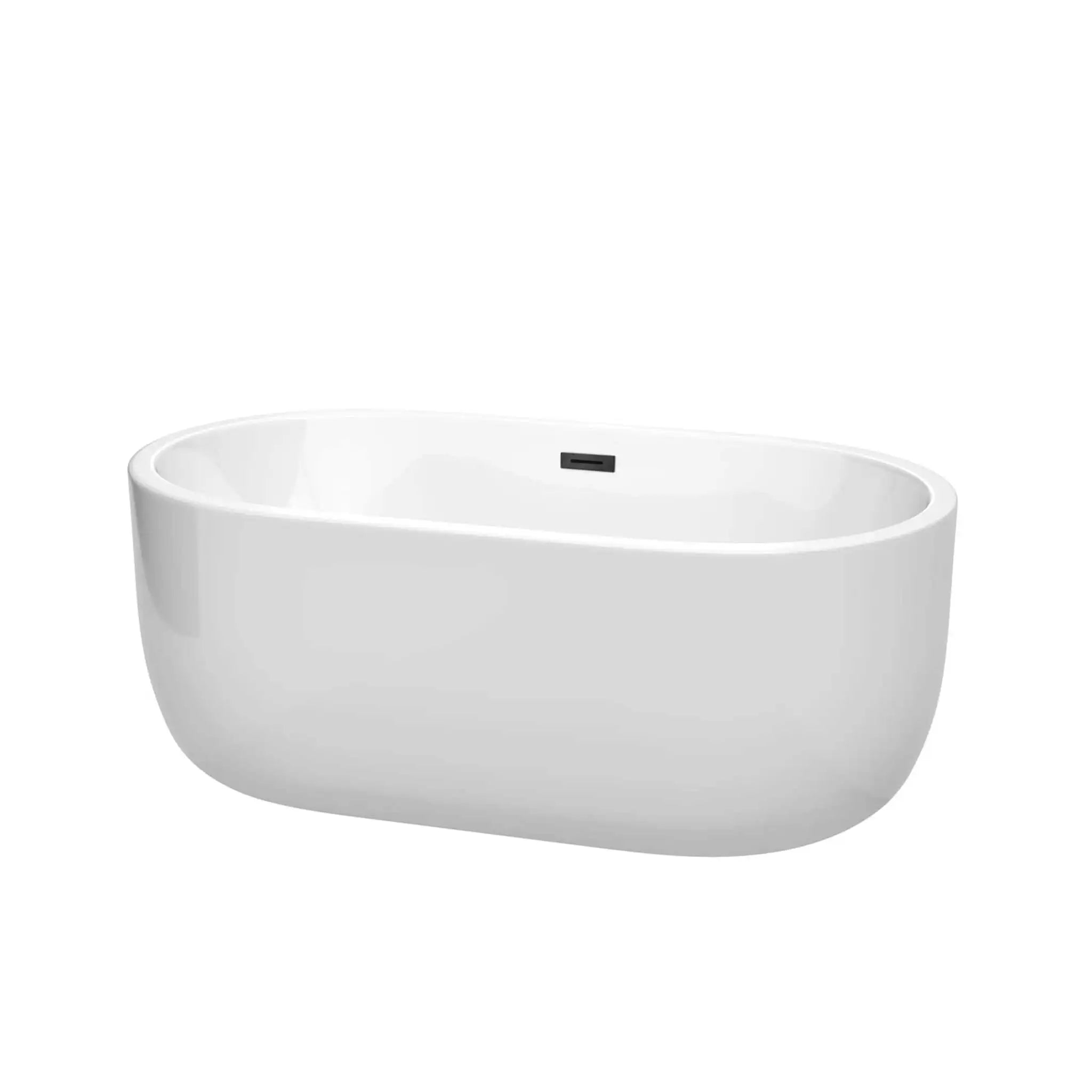 60" White Freestanding Bathtub, Matte Black Trim - Juliette by Wyndham (WCOBT101360MBTRIM) image