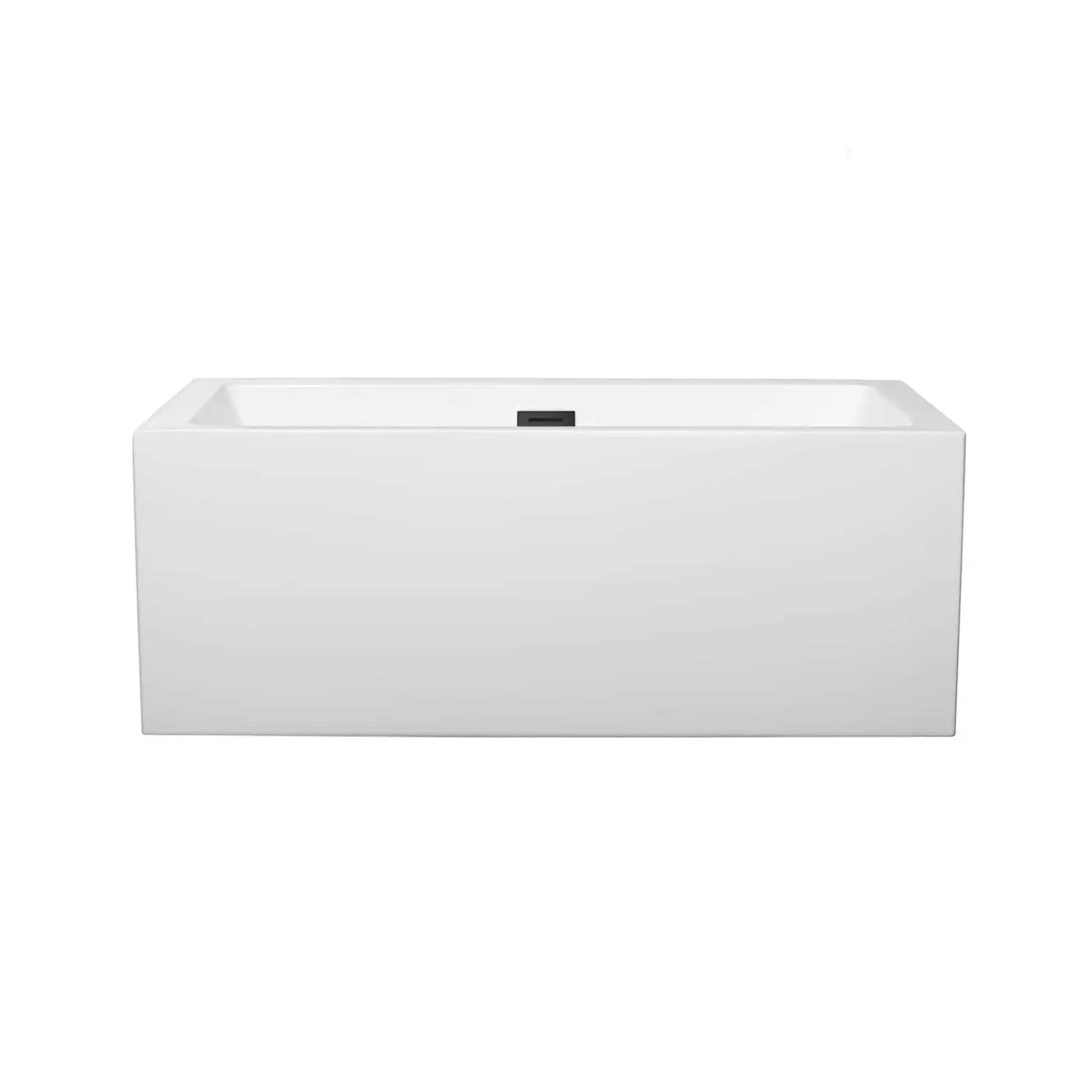 60" White Freestanding Bathtub, Matte Black Trim - Melody by Wyndham (WCOBT101160MBTRIM) image 2