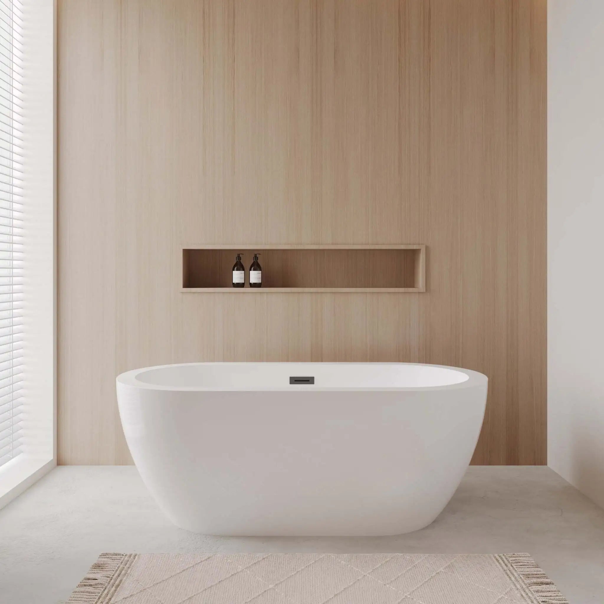 60" White Freestanding Bathtub, Matte Black Trim - Soho by Wyndham (WCOBT100260MBTRIM) image 1
