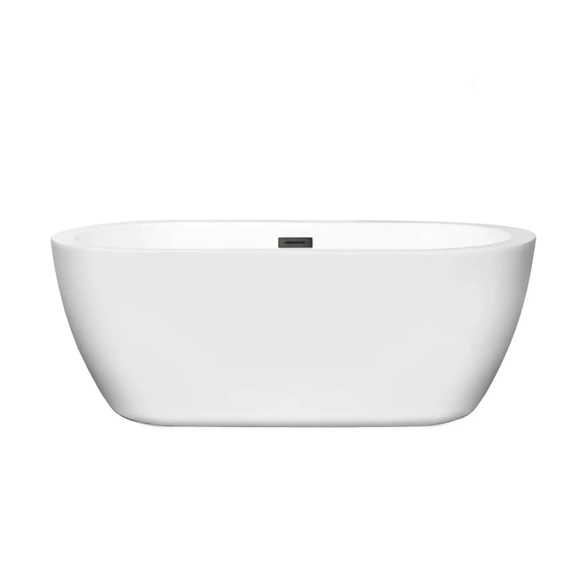 60" White Freestanding Bathtub, Matte Black Trim - Soho by Wyndham (WCOBT100260MBTRIM) image 2