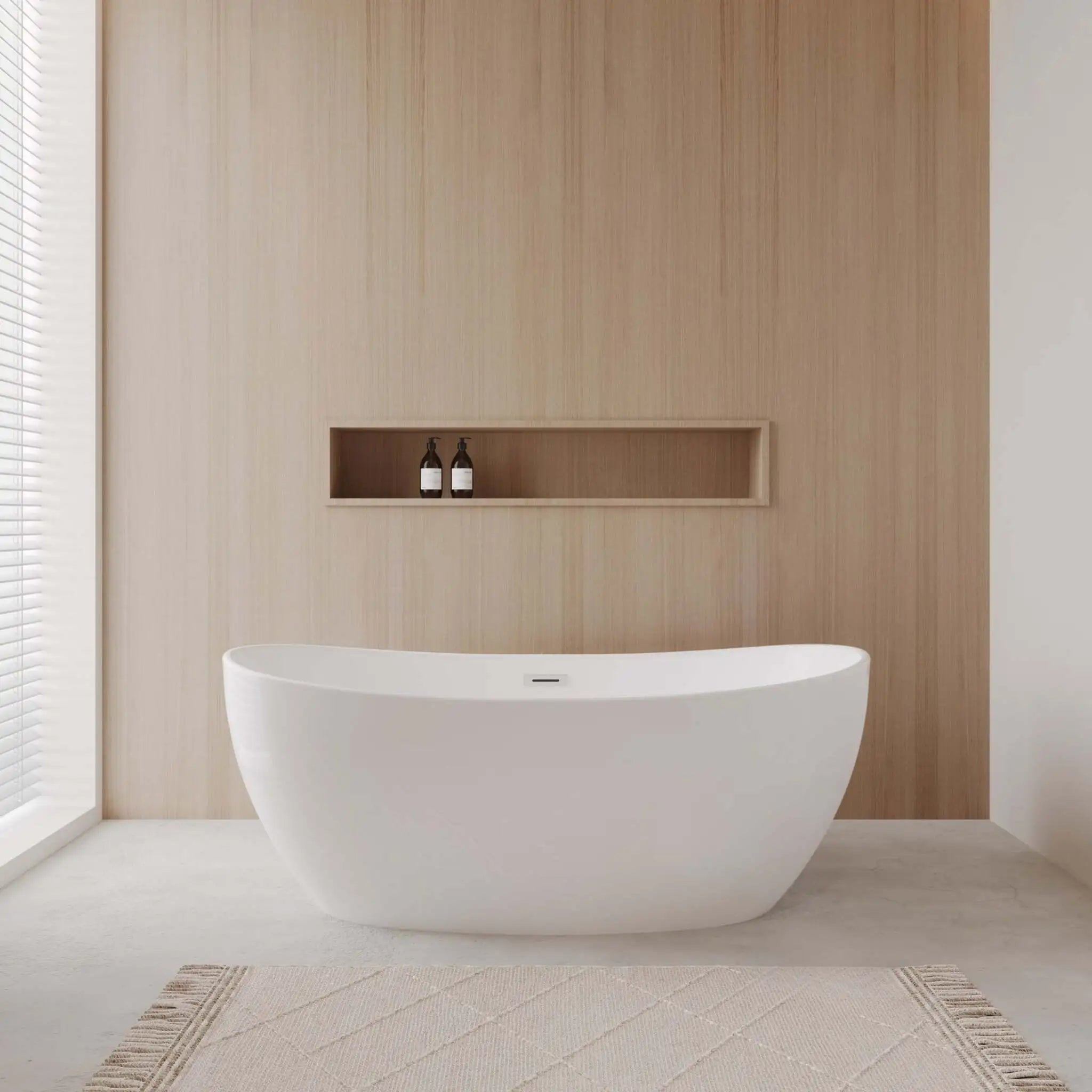 60" White Freestanding Bathtub - Rebecca by Wyndham (WCOBT101460) image 1
