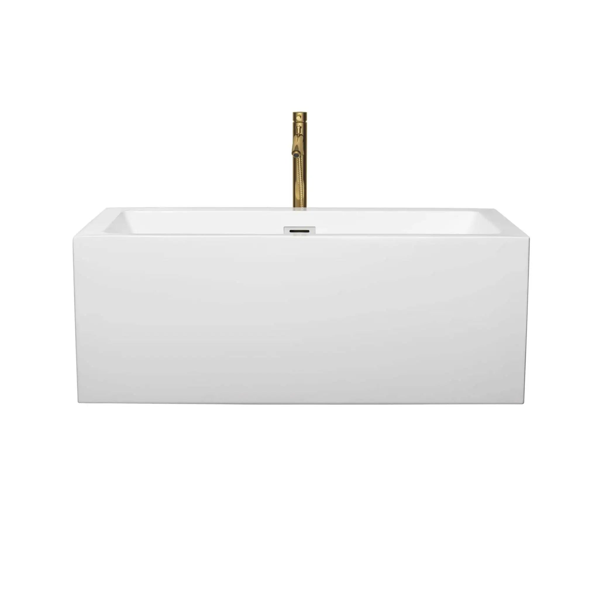60" White Freestanding Bathtub with Brushed Gold Faucet - Melody by Wyndham (WCOBT101160PCATPGD) image 3