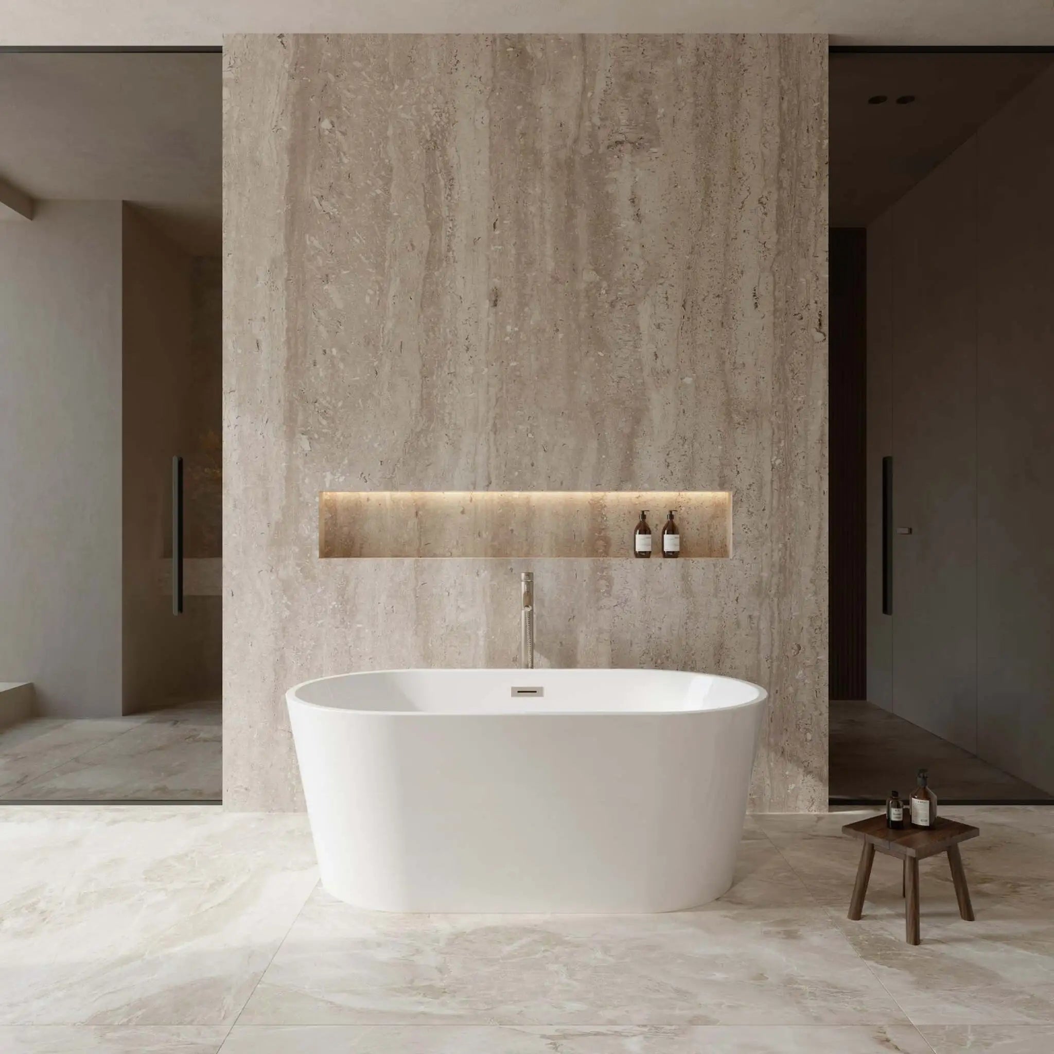60" White Freestanding Bathtub with Brushed Nickel Faucet - Carissa by Wyndham (WCOBT101260ATP11BN) image 1