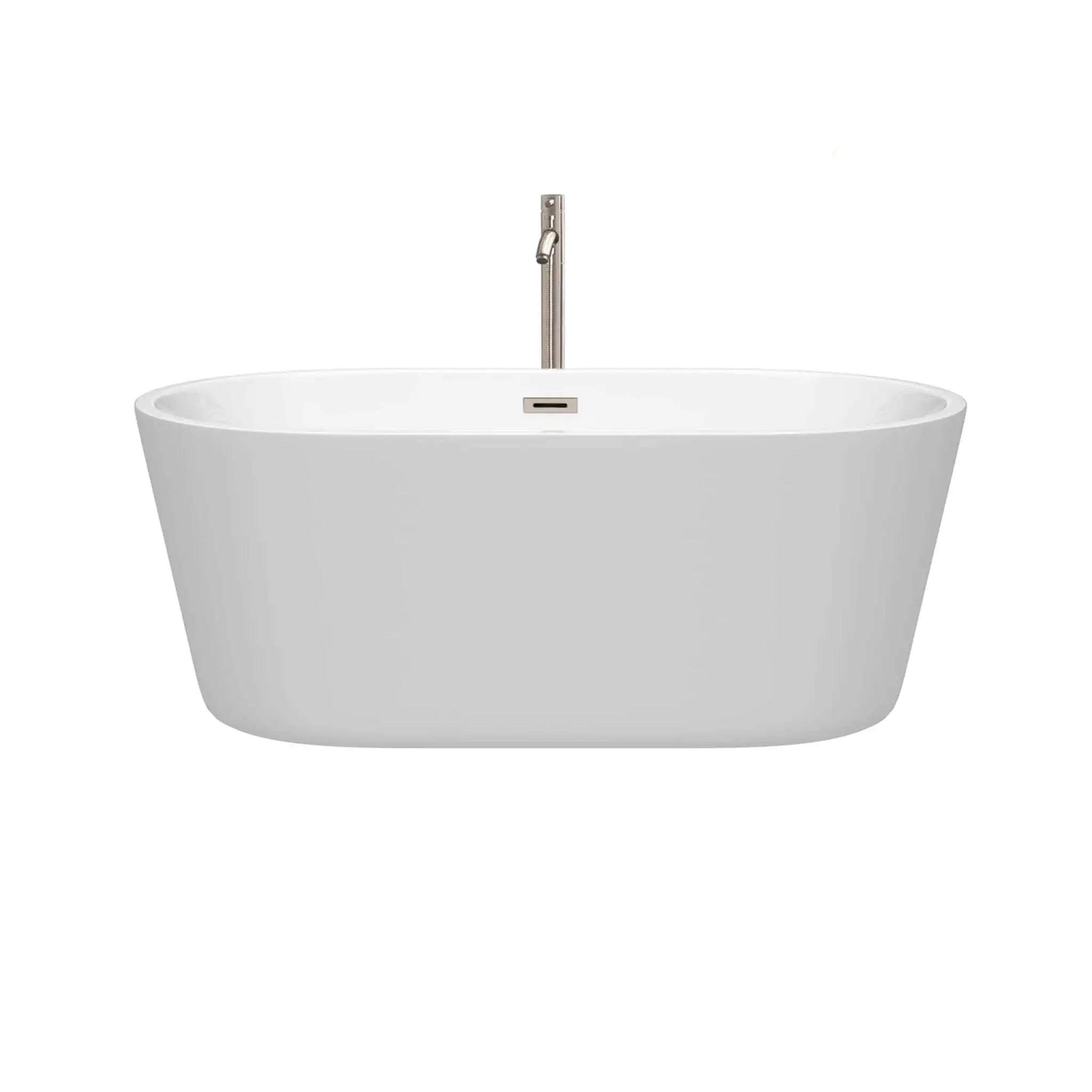 60" White Freestanding Bathtub with Brushed Nickel Faucet - Carissa by Wyndham (WCOBT101260ATP11BN) image 2