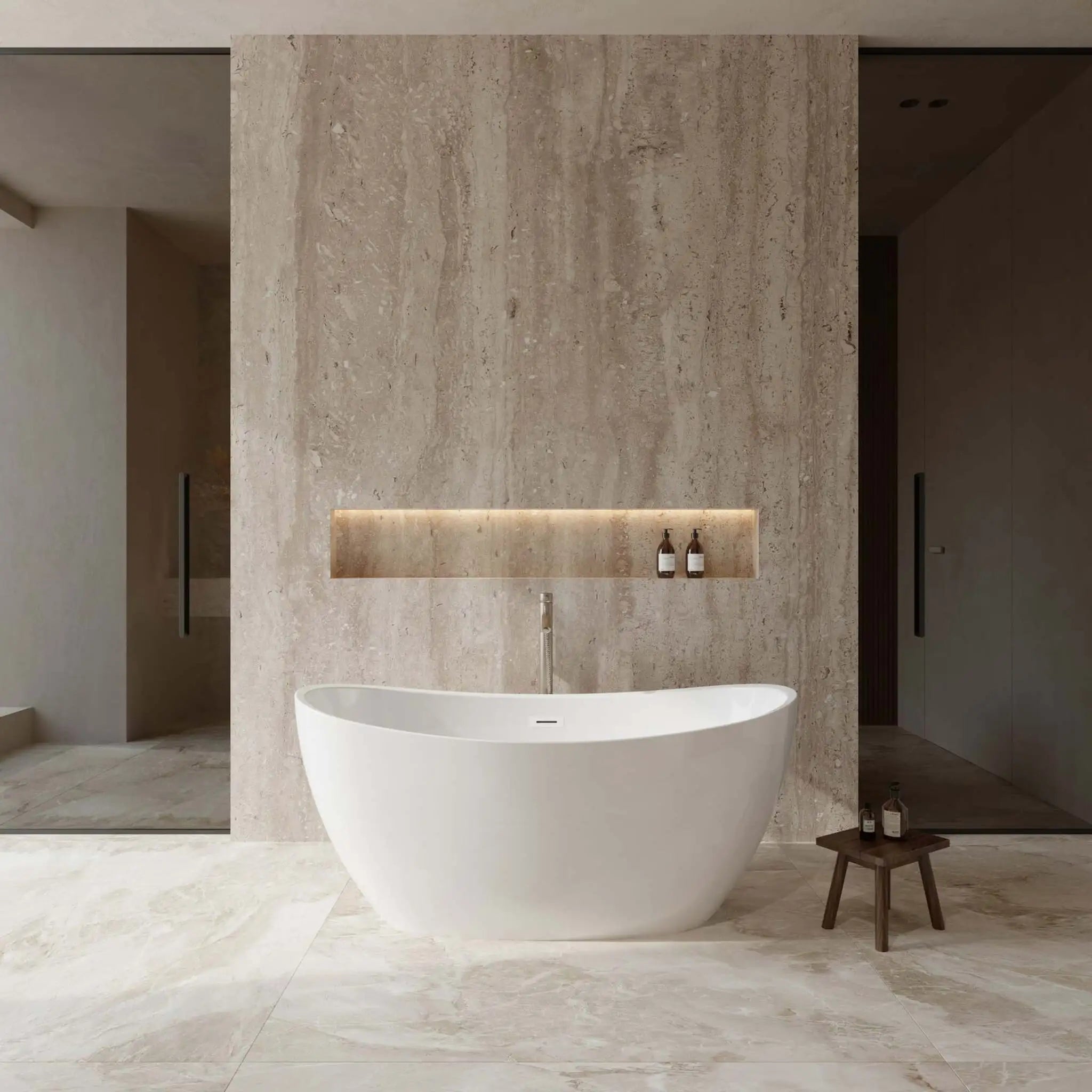 60" White Freestanding Bathtub with Brushed Nickel Faucet - Dorrit by Wyndham (WCBTE652060SWATPBN) image 1