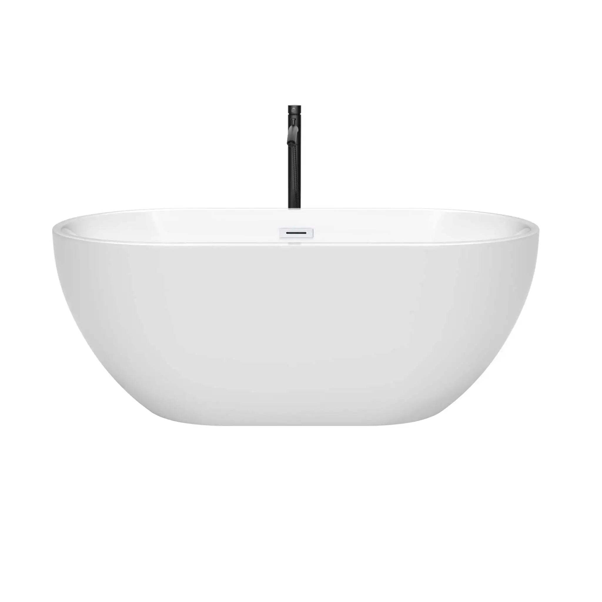 60" White Freestanding Bathtub with Matte Black Faucet - Brooklyn by Wyndham (WCOBT200060SWATPBK) image 2