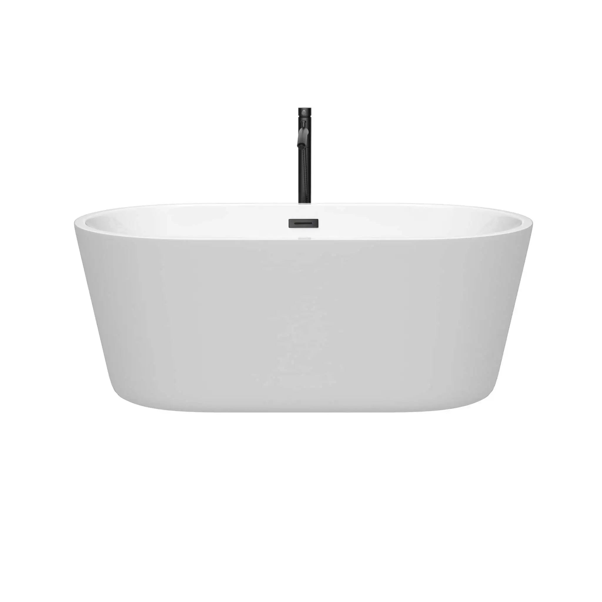 60" White Freestanding Bathtub with Matte Black Faucet - Carissa by Wyndham (WCOBT101260MBATPBK) image 2