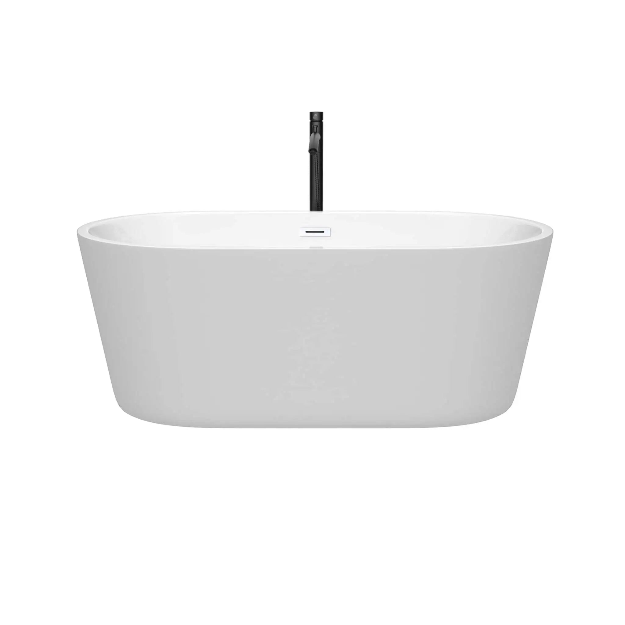 60" White Freestanding Bathtub with Matte Black Faucet - Carissa by Wyndham (WCOBT101260SWATPBK) image 2