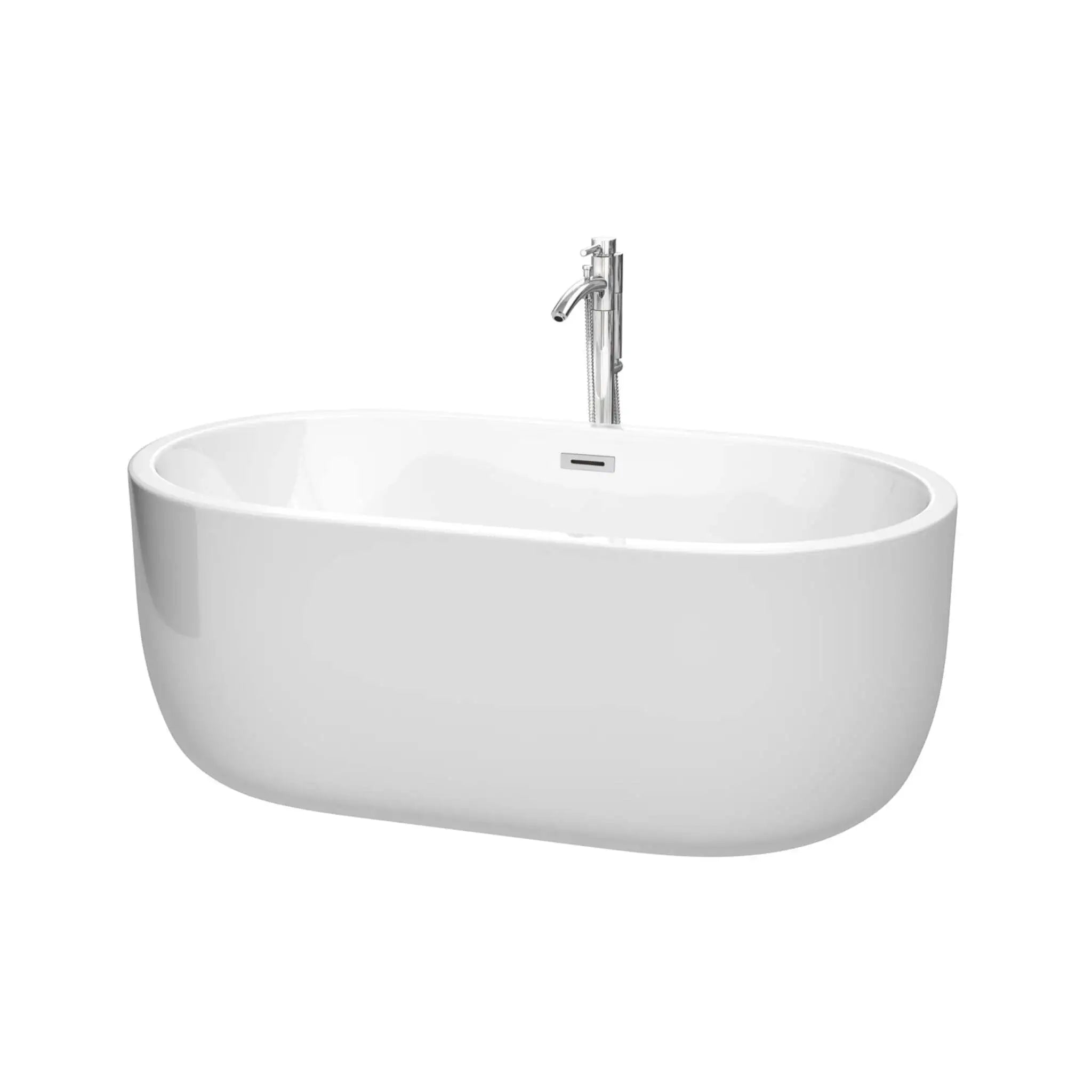 60" White Freestanding Bathtub with Polished Chrome Faucet - Juliette by Wyndham (WCOBT101360ATP11PC) image