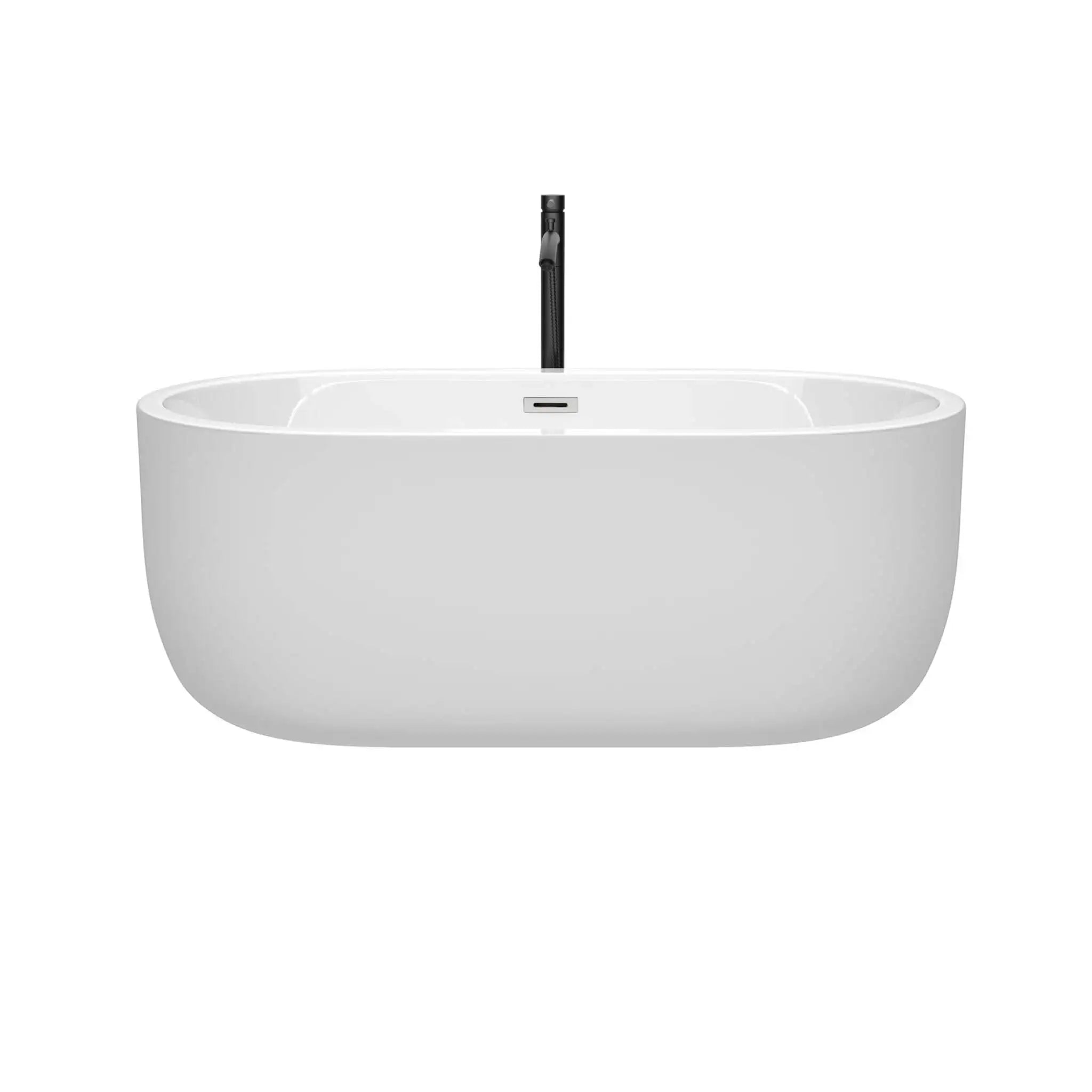 60" White Freestanding Bathtub with Polished Chrome Faucet - Juliette by Wyndham (WCOBT101360PCATPBK) image 2