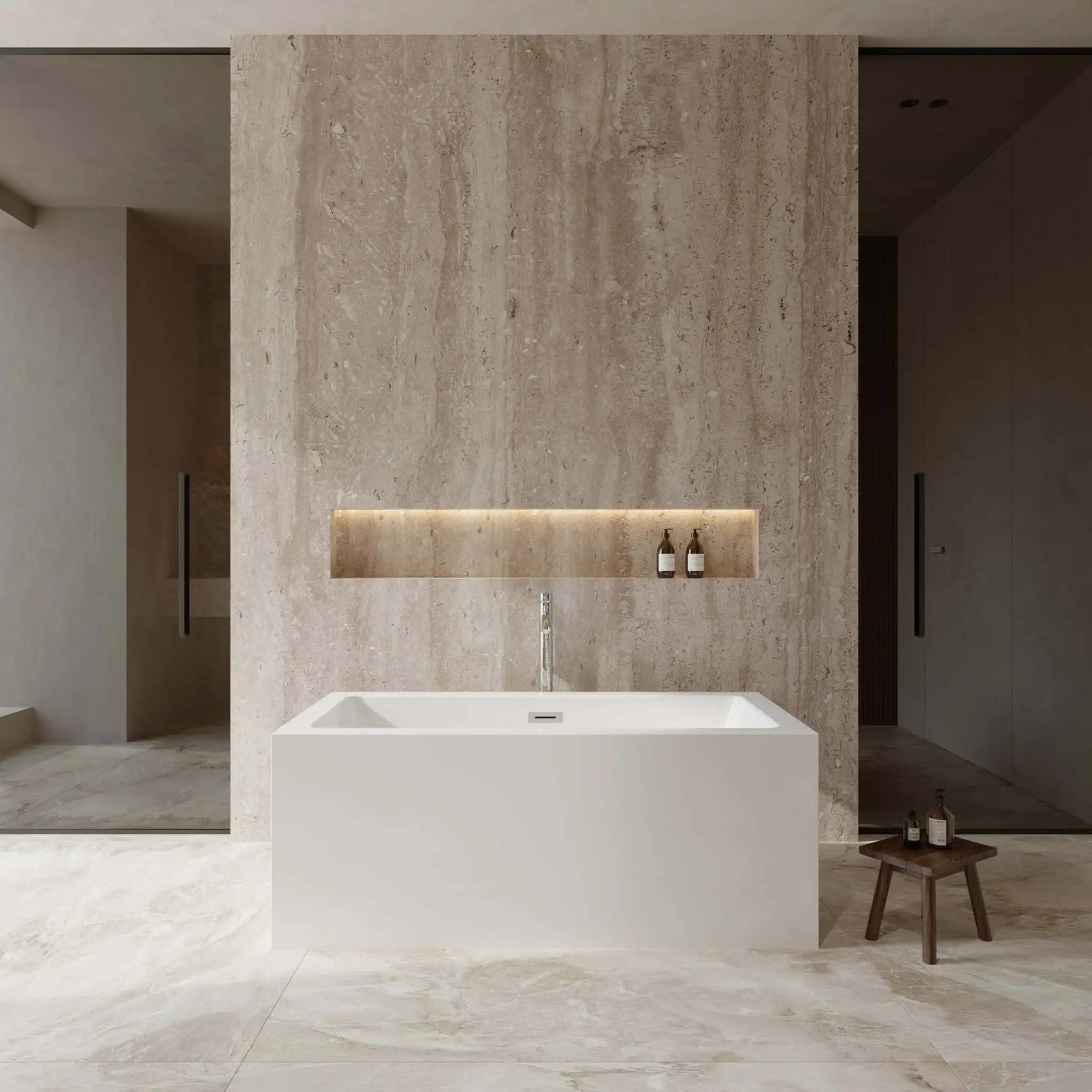 60" White Freestanding Bathtub with Polished Chrome Faucet - Melody by Wyndham (WCOBT101160ATP11PC) image 1