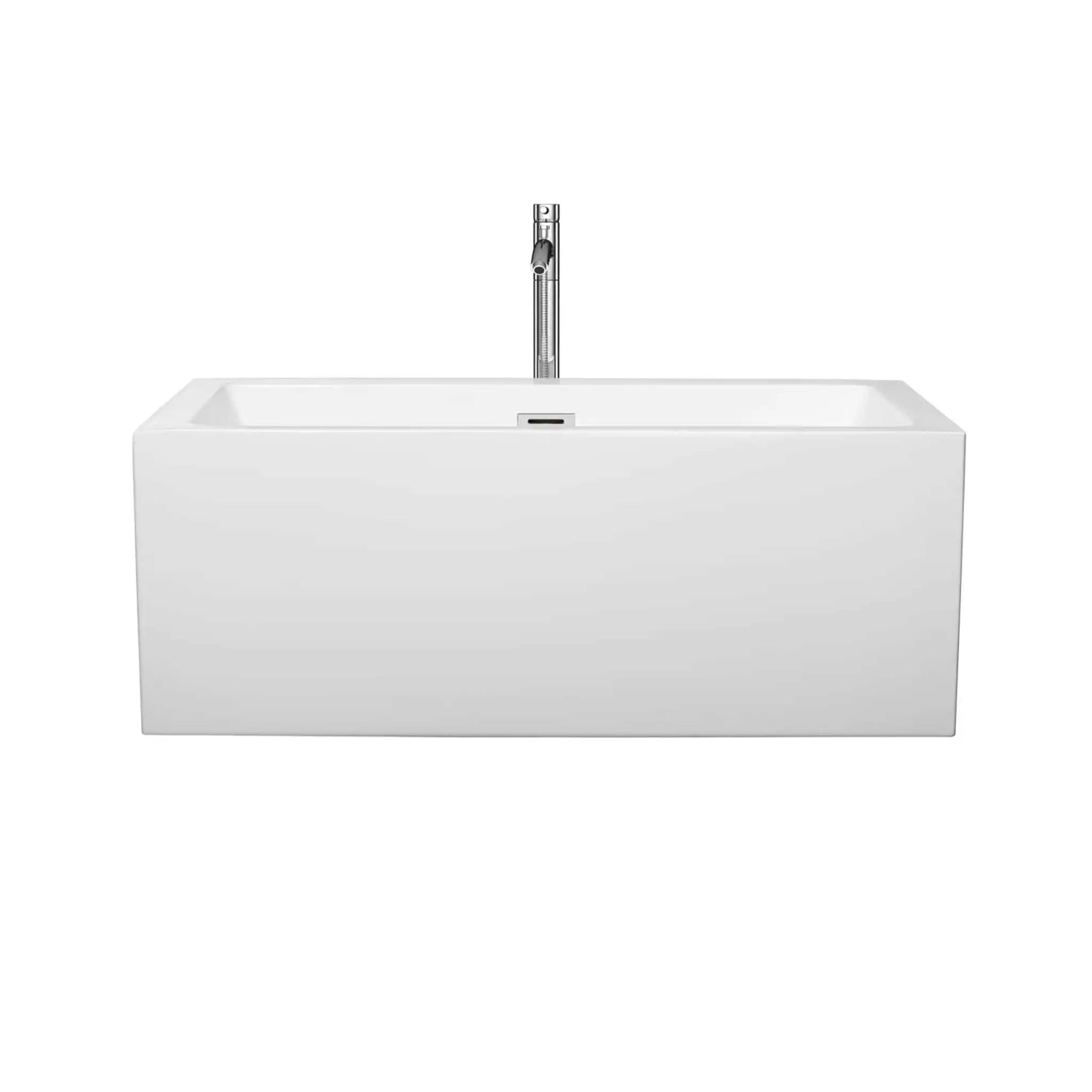 60" White Freestanding Bathtub with Polished Chrome Faucet - Melody by Wyndham (WCOBT101160ATP11PC) image 3