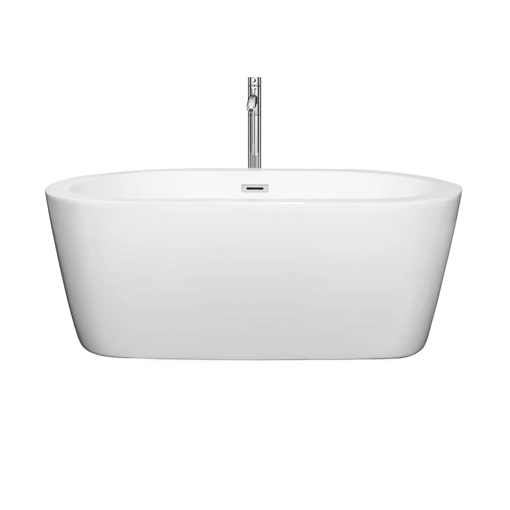 60" White Freestanding Bathtub with Polished Chrome Faucet - Mermaid by Wyndham (WCOBT100360ATP11PC) image 2