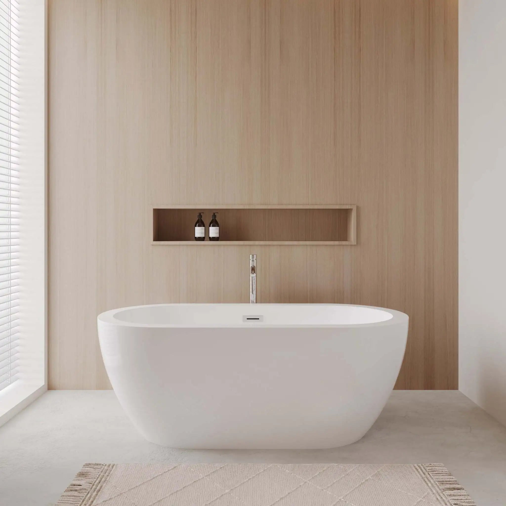 60" White Freestanding Bathtub with Polished Chrome Faucet - Soho by Wyndham (WCOBT100260ATP11PC) image 1