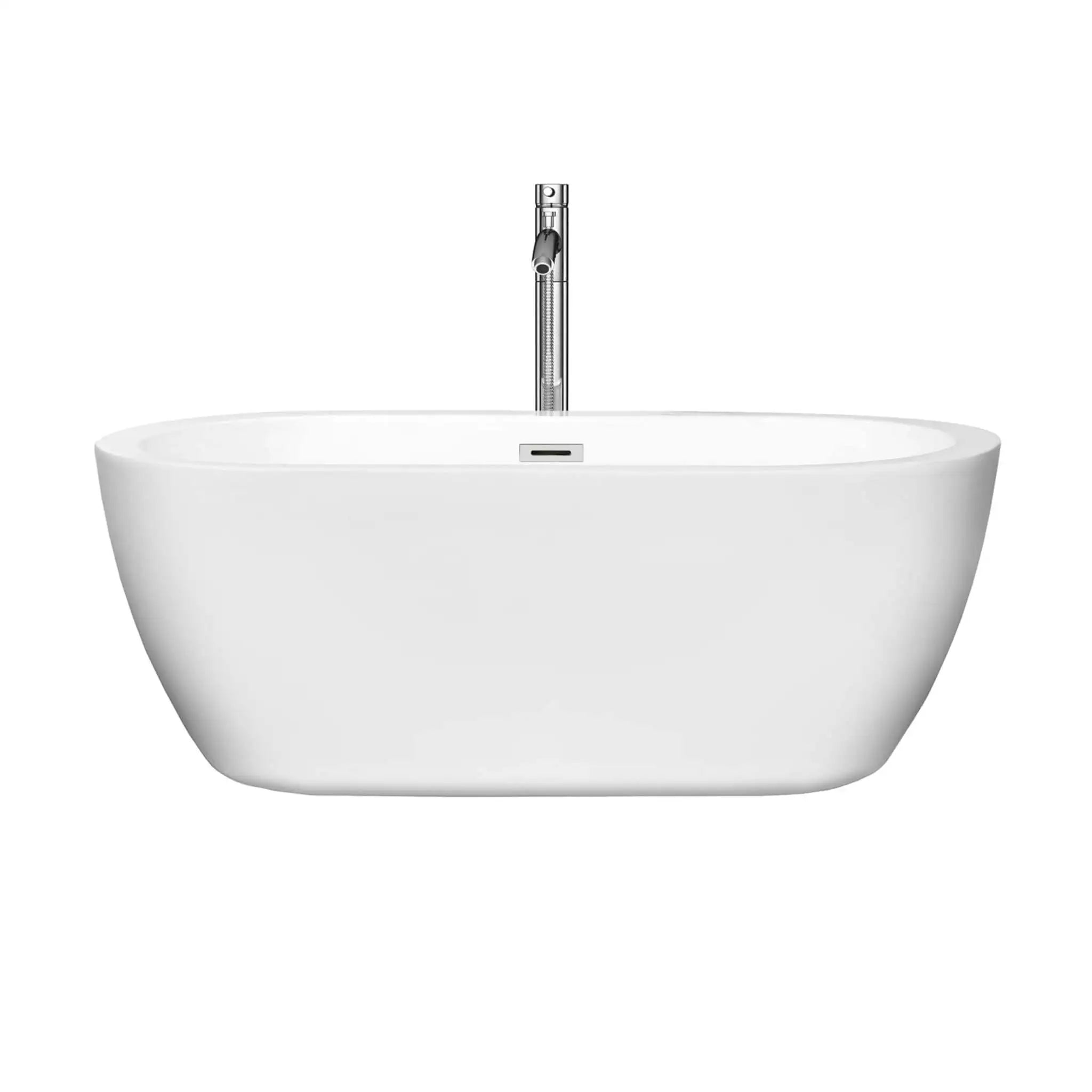 60" White Freestanding Bathtub with Polished Chrome Faucet - Soho by Wyndham (WCOBT100260ATP11PC) image 2
