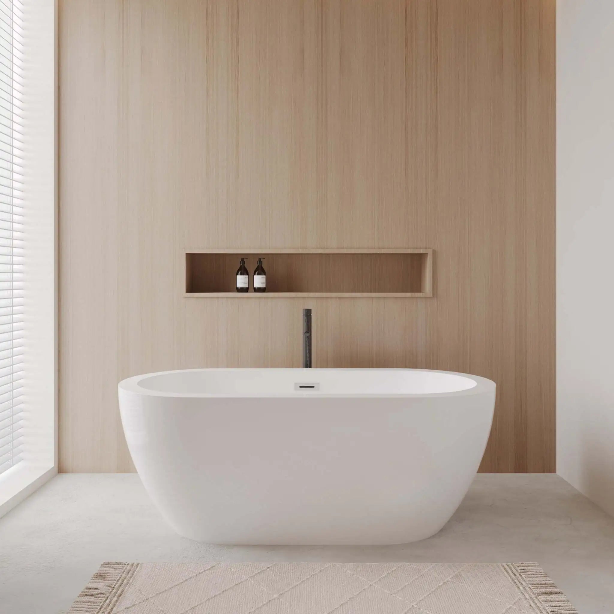 60" White Freestanding Bathtub with Polished Chrome Faucet - Soho by Wyndham (WCOBT100260PCATPBK) image 1