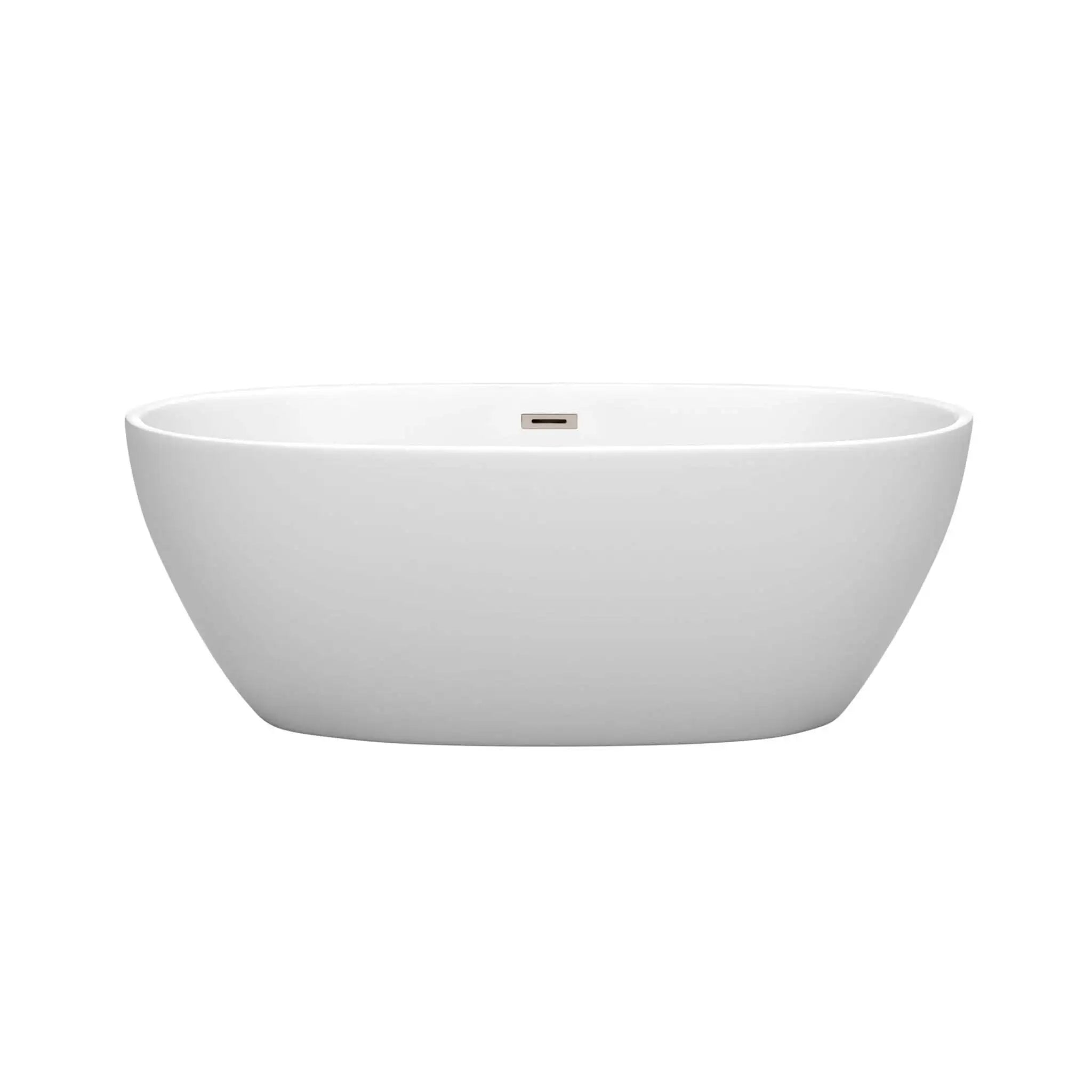 63" Matte White Freestanding Bathtub, Brushed Nickel Trim - Juno by Wyndham (WCBTE306163MWBNTRIM) image 2