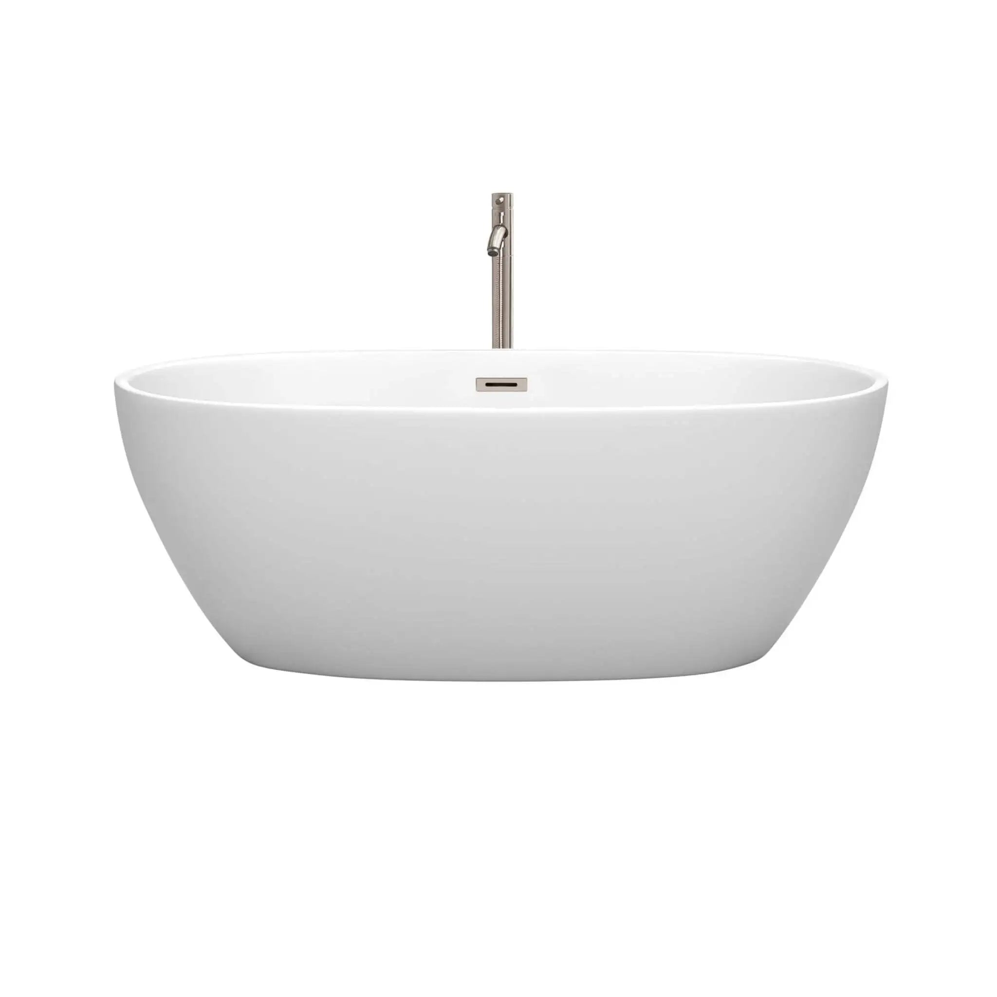 63" Matte White Freestanding Bathtub with Brushed Nickel - Juno by Wyndham (WCBTE306163MWATP11BN) image 2