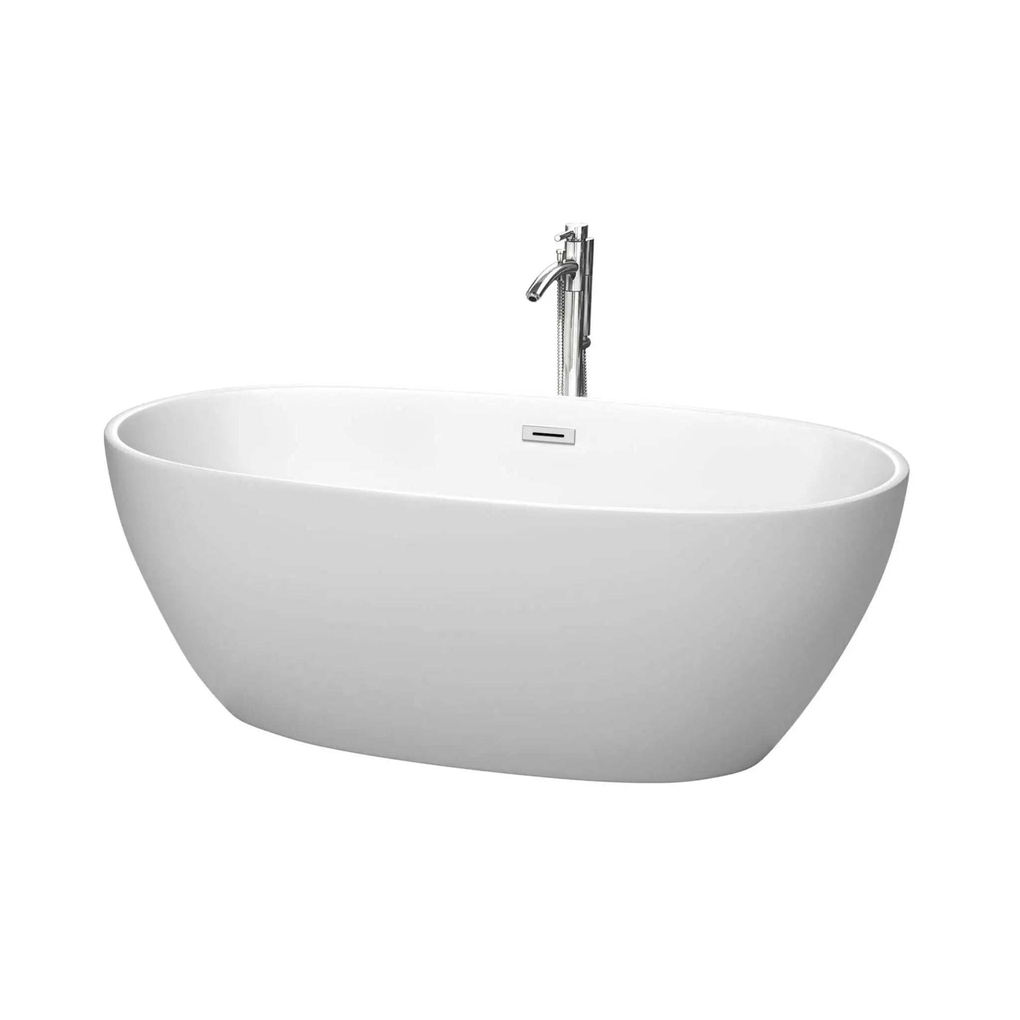 63" Matte White Freestanding Bathtub with Polished Chrome - Juno by Wyndham (WCBTE306163MWATP11PC) image