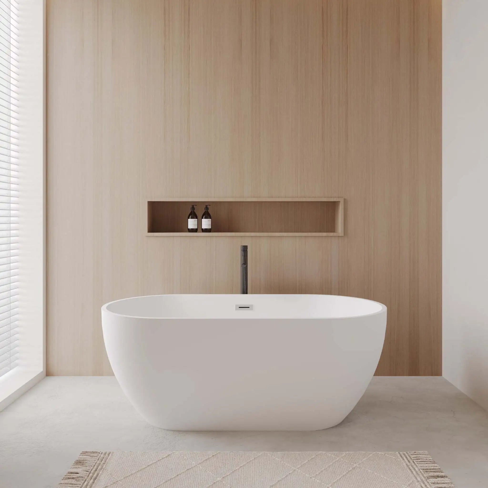 63" Matte White Freestanding Bathtub with Polished Chrome - Juno by Wyndham (WCBTE306163MWPCATPBK) image 1