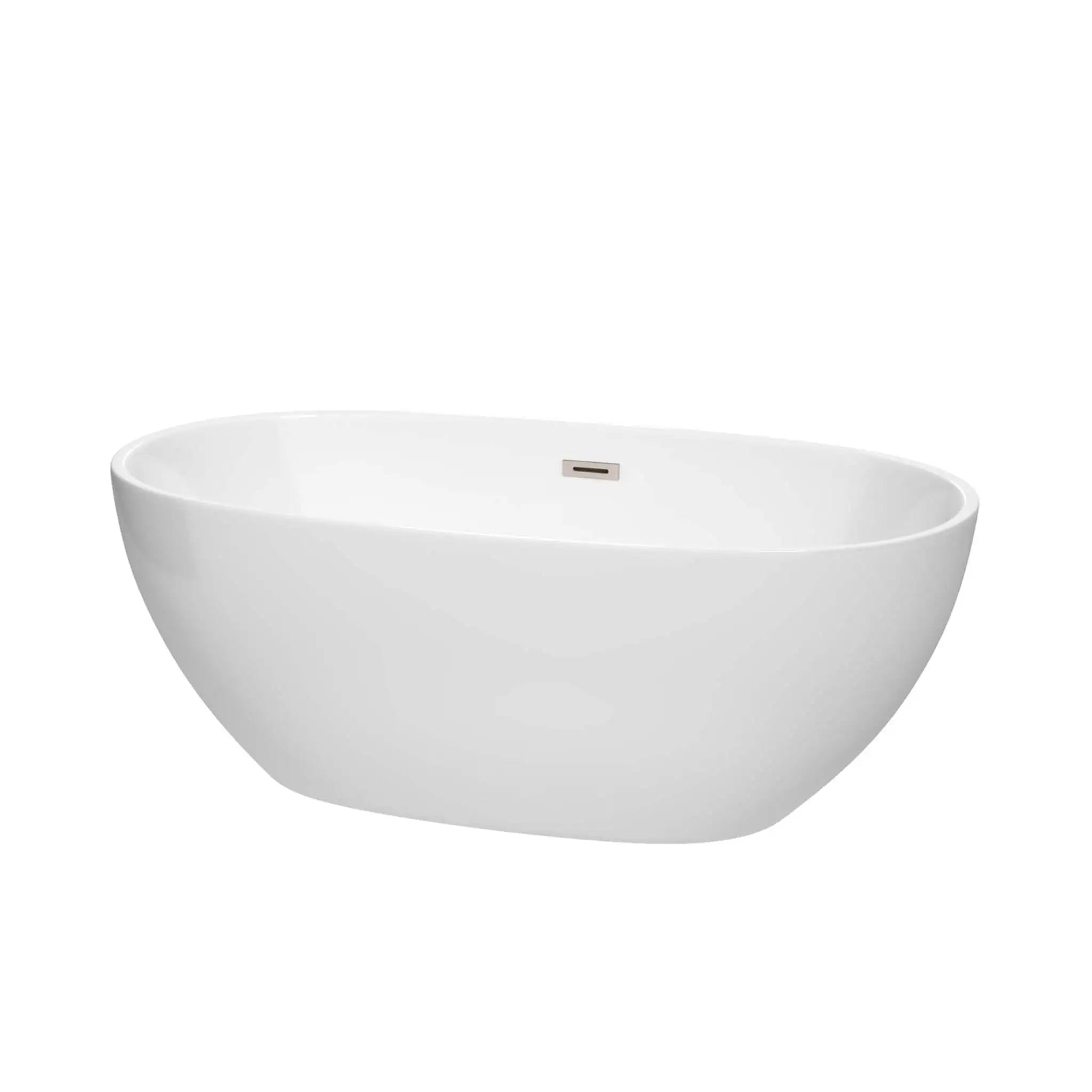 63" White Freestanding Bathtub, Brushed Nickel Trim - Juno by Wyndham (WCBTK156163BNTRIM) image