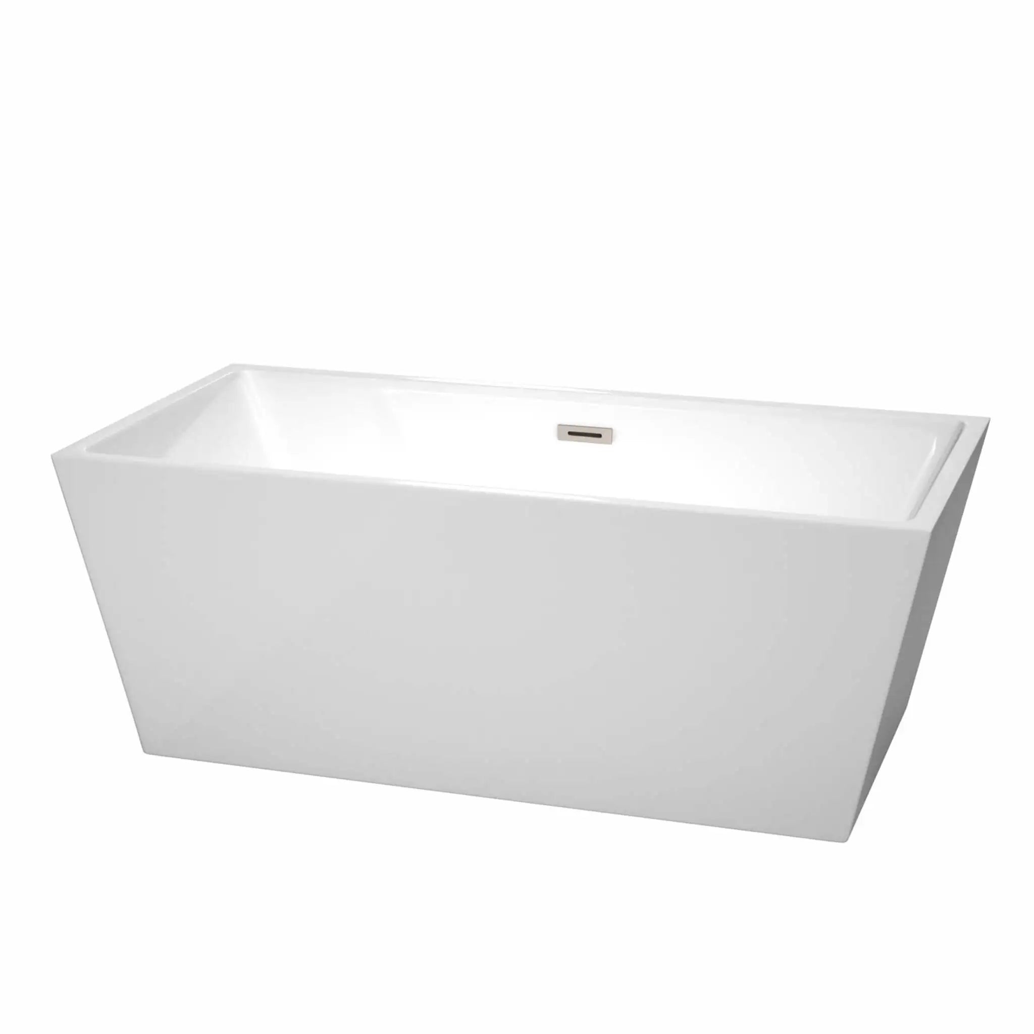 63" White Freestanding Bathtub, Brushed Nickel Trim - Sara by Wyndham (WCBTK151463BNTRIM) image