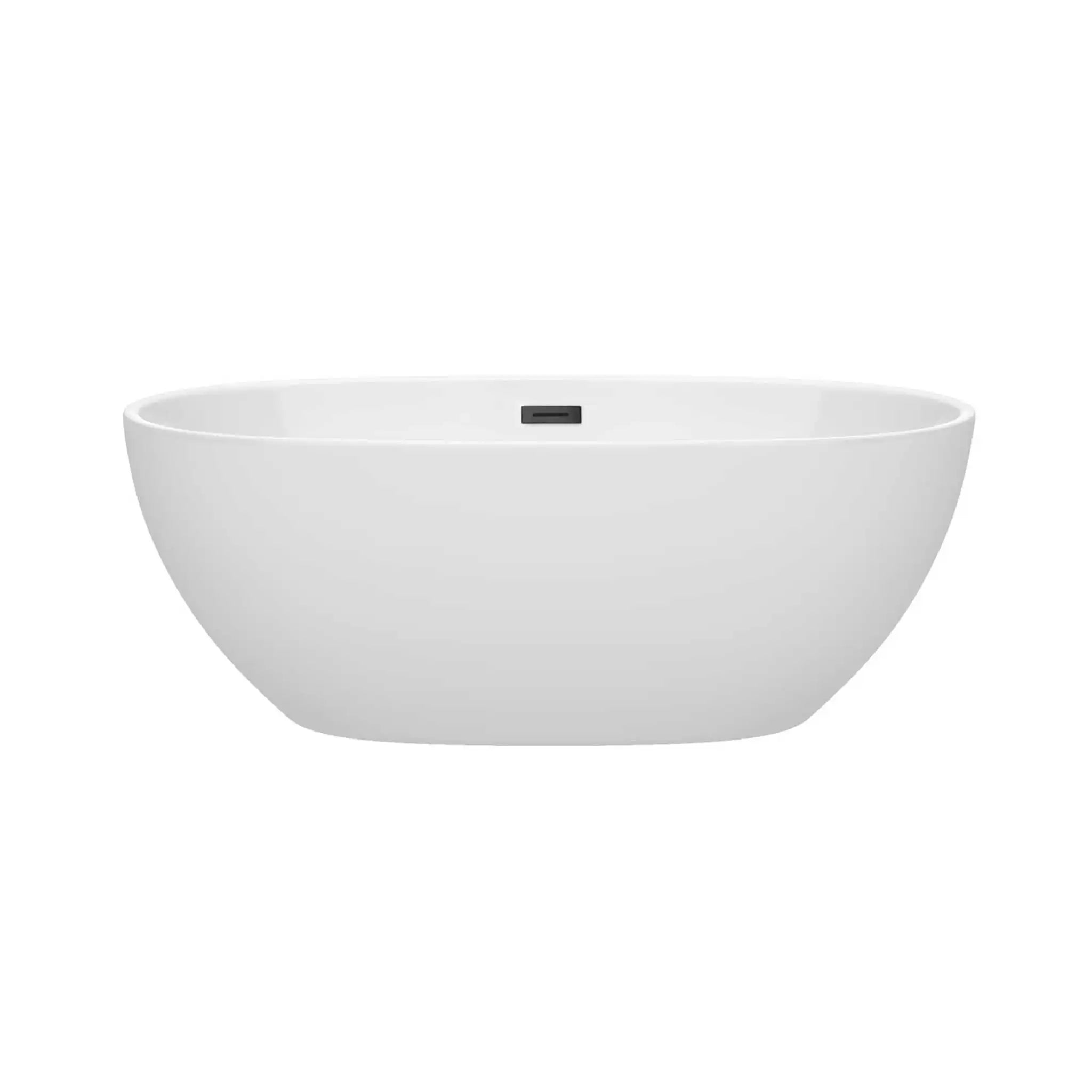 63" White Freestanding Bathtub, Matte Black Trim - Juno by Wyndham (WCBTK156163MBTRIM) image 2
