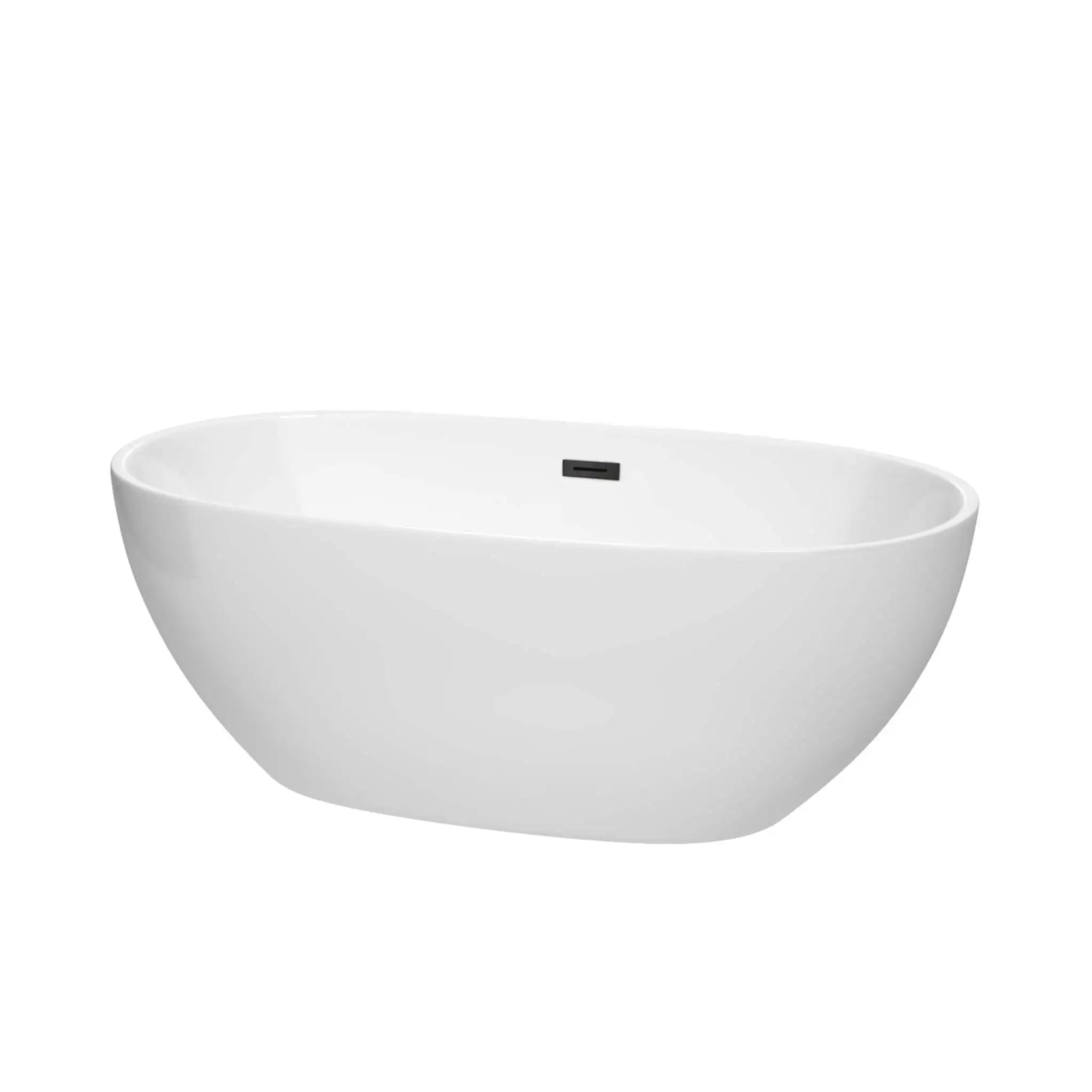 63" White Freestanding Bathtub, Matte Black Trim - Juno by Wyndham (WCBTK156163MBTRIM) image
