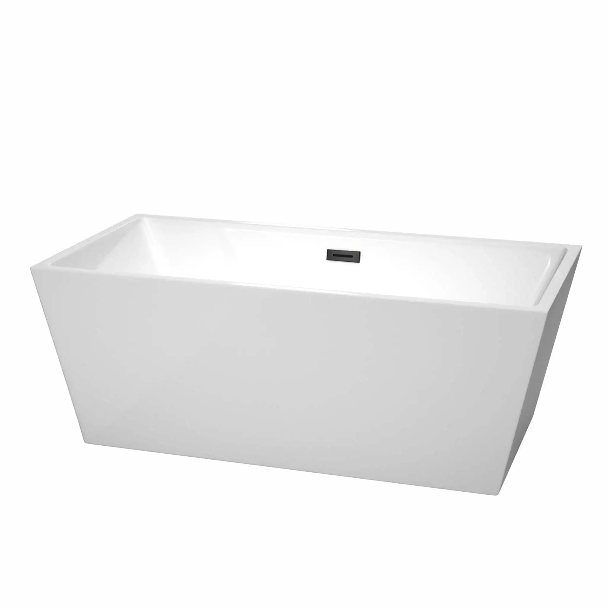 63" White Freestanding Bathtub, Matte Black Trim - Sara by Wyndham (WCBTK151463MBTRIM) image