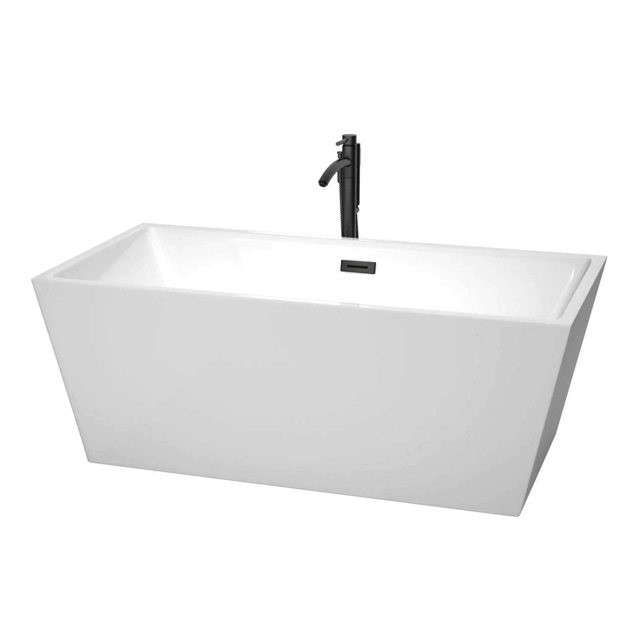 63" White Freestanding Bathtub with Matte Black Faucet - Sara by Wyndham (WCBTK151463MBATPBK) image