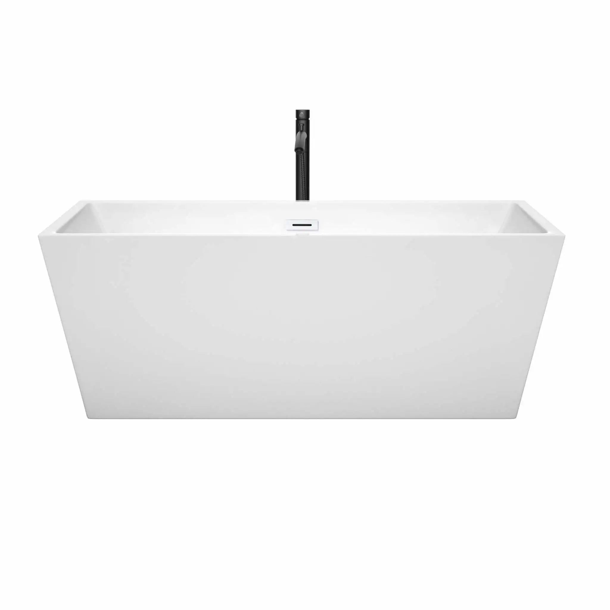 63" White Freestanding Bathtub with Matte Black Faucet - Sara by Wyndham (WCBTK151463SWATPBK) image 2