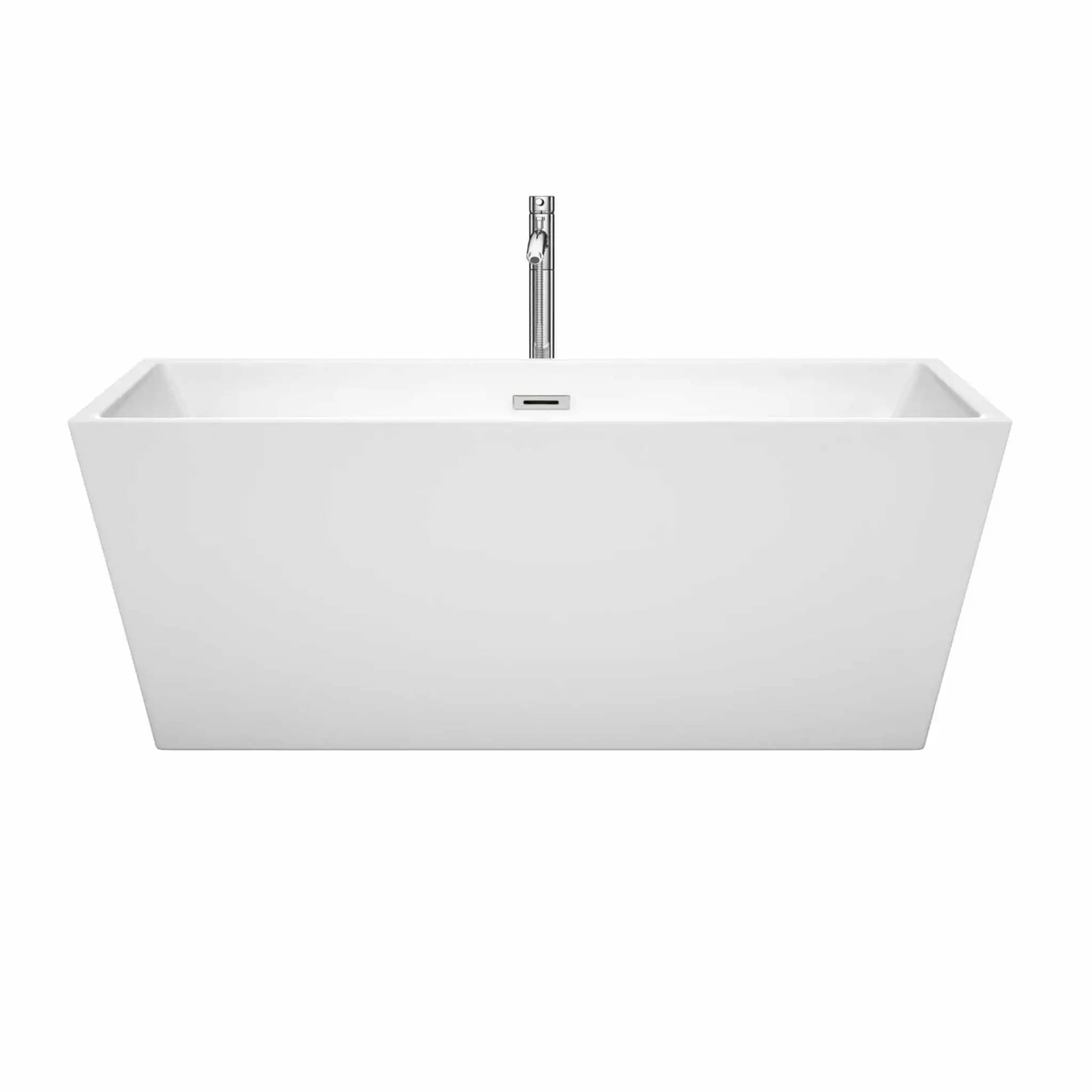 63" White Freestanding Bathtub with Polished Chrome Faucet - Sara by Wyndham (WCBTK151463ATP11PC) image 2