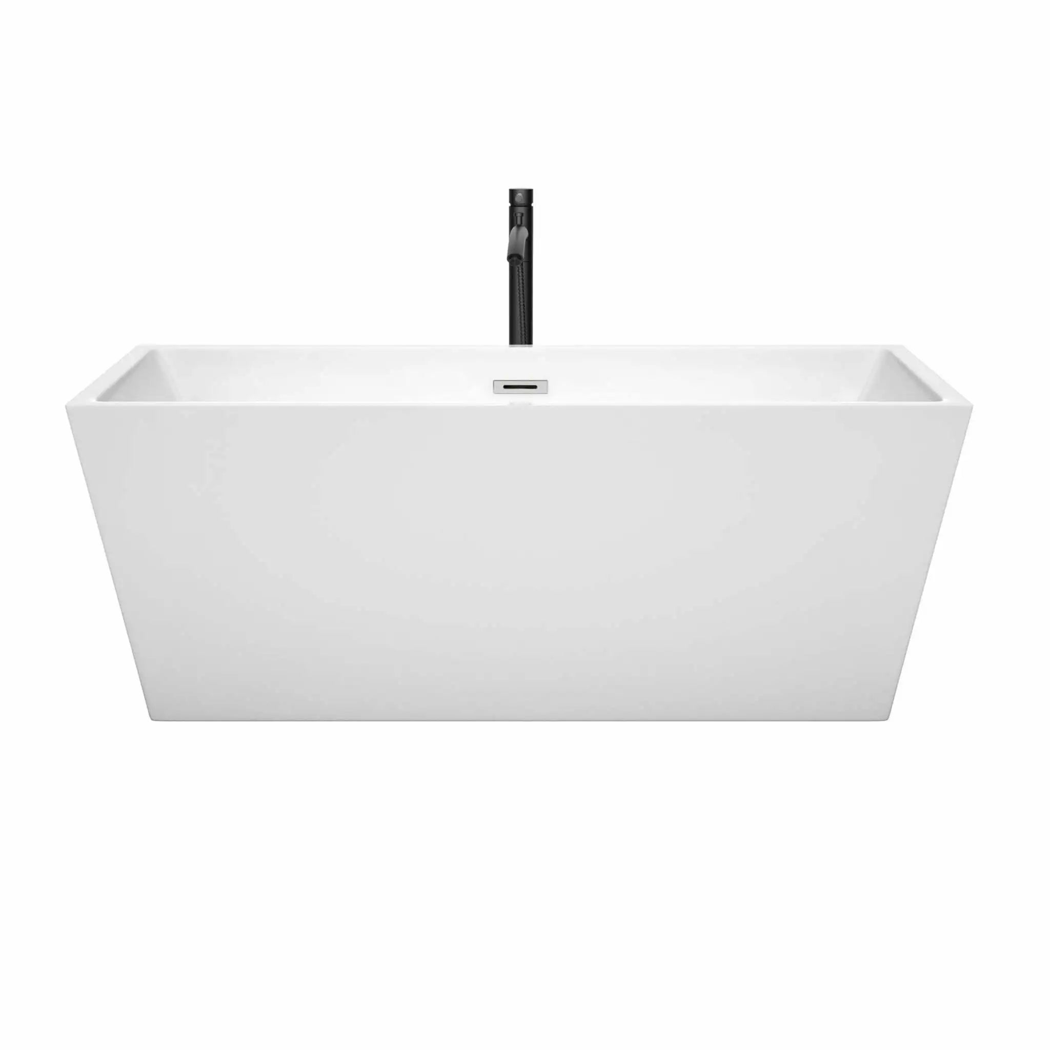 63" White Freestanding Bathtub with Polished Chrome Faucet - Sara by Wyndham (WCBTK151463PCATPBK) image 2