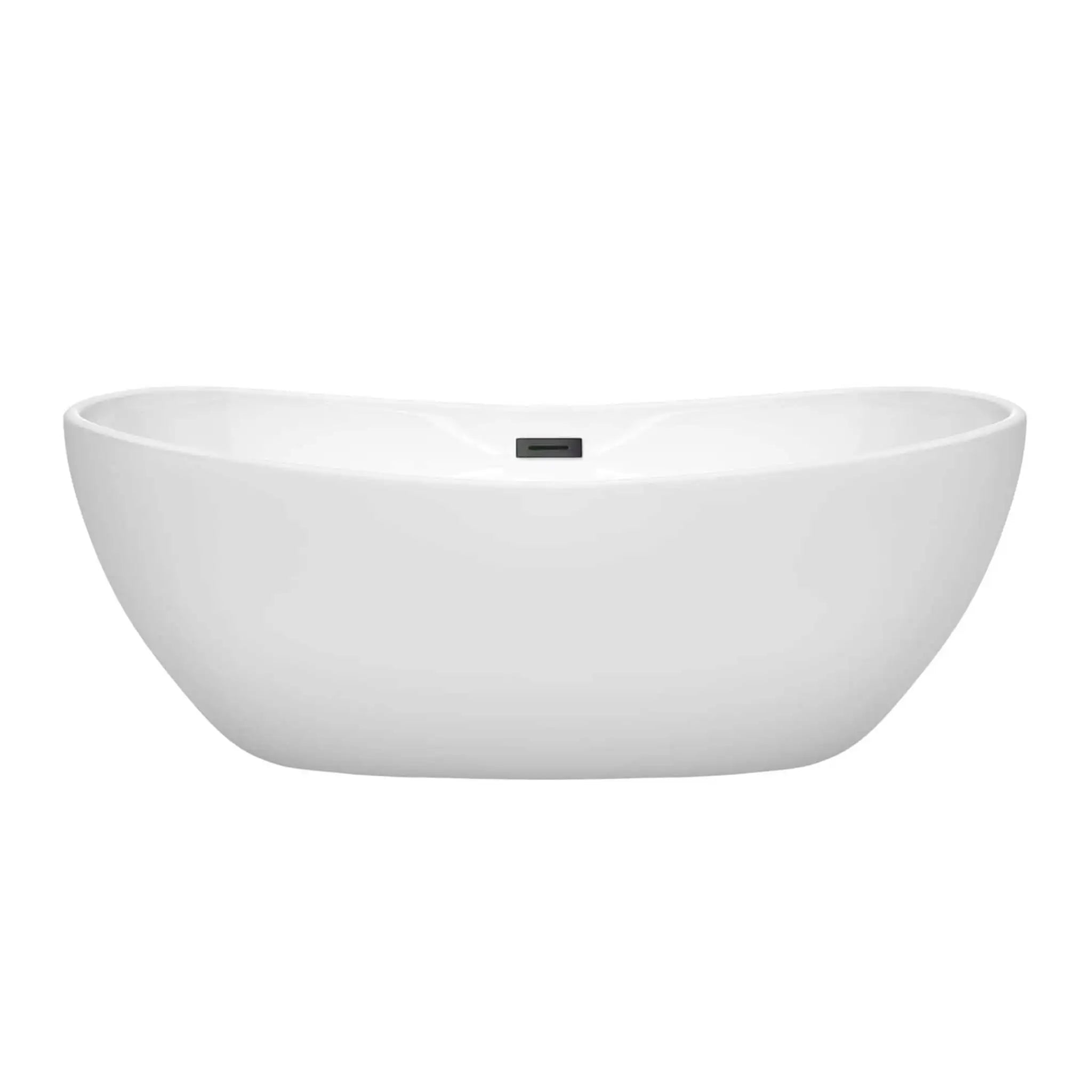 65" White Freestanding Bathtub, Matte Black Trim - Rebecca by Wyndham (WCOBT101465MBTRIM) image 2