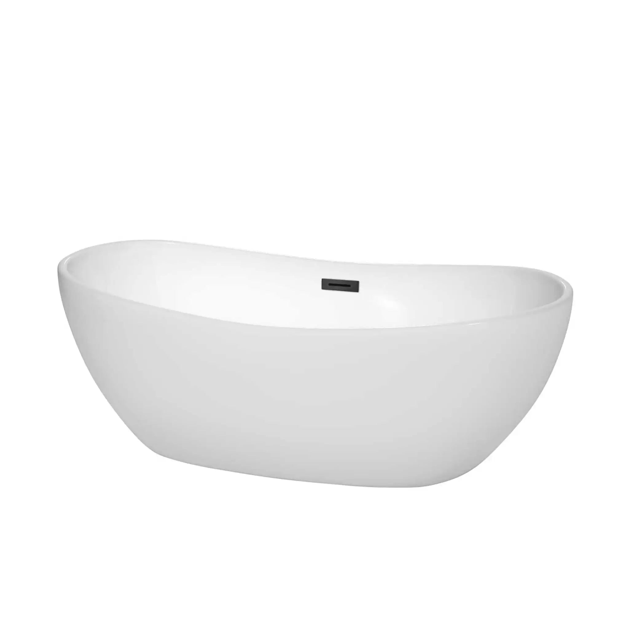 65" White Freestanding Bathtub, Matte Black Trim - Rebecca by Wyndham (WCOBT101465MBTRIM) image