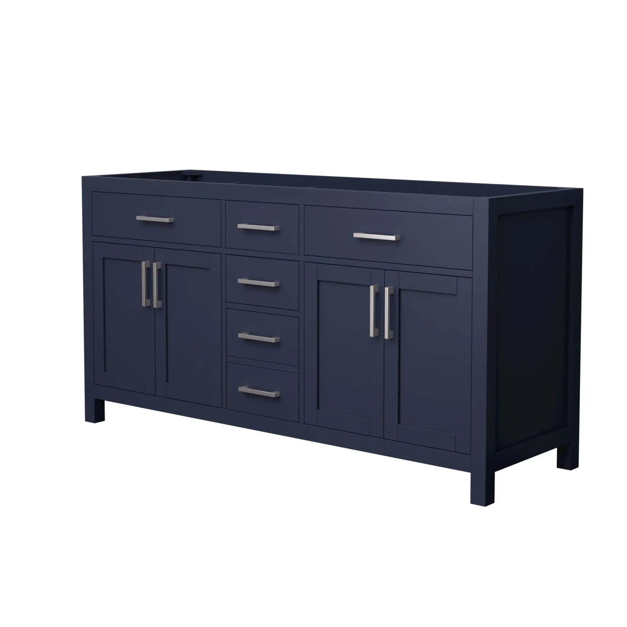 66" Beckett Double Bathroom Vanity in Dark Blue with Brushed Nickel Trim by Wyndham