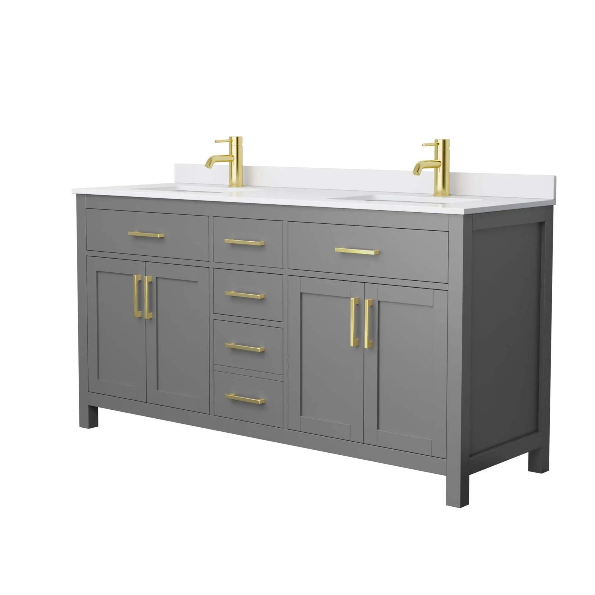 66" Beckett Double Bathroom Vanity in Dark Gray with Brushed Gold Trim by Wyndham
