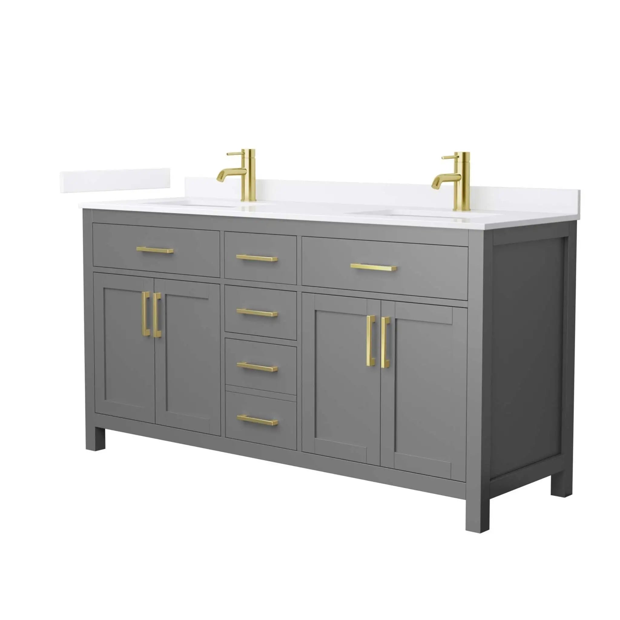 66" Beckett Double Bathroom Vanity in Dark Gray with Brushed Gold Trim by Wyndham