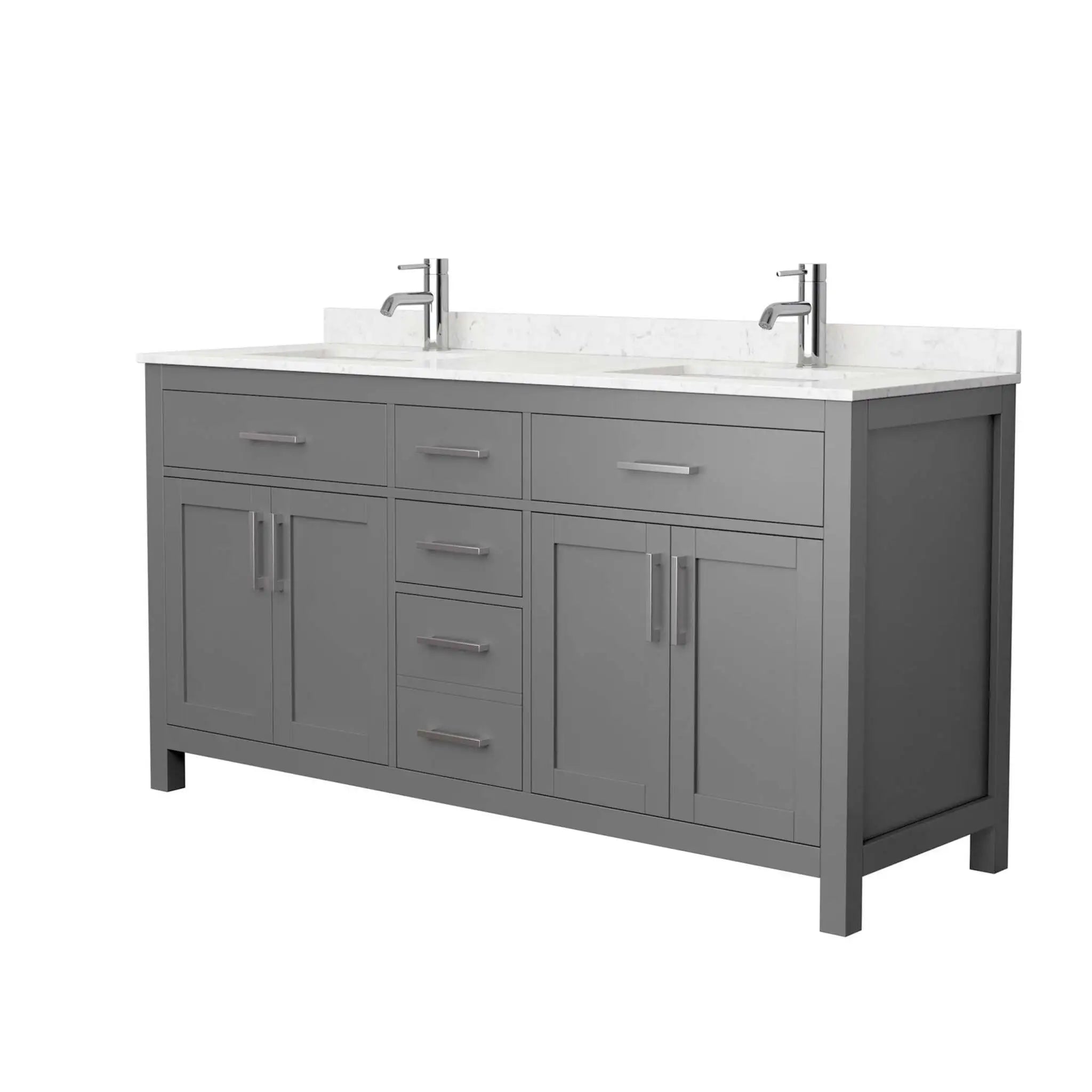 66" Beckett Double Bathroom Vanity in Dark Gray with Brushed Nickel Trim by Wyndham